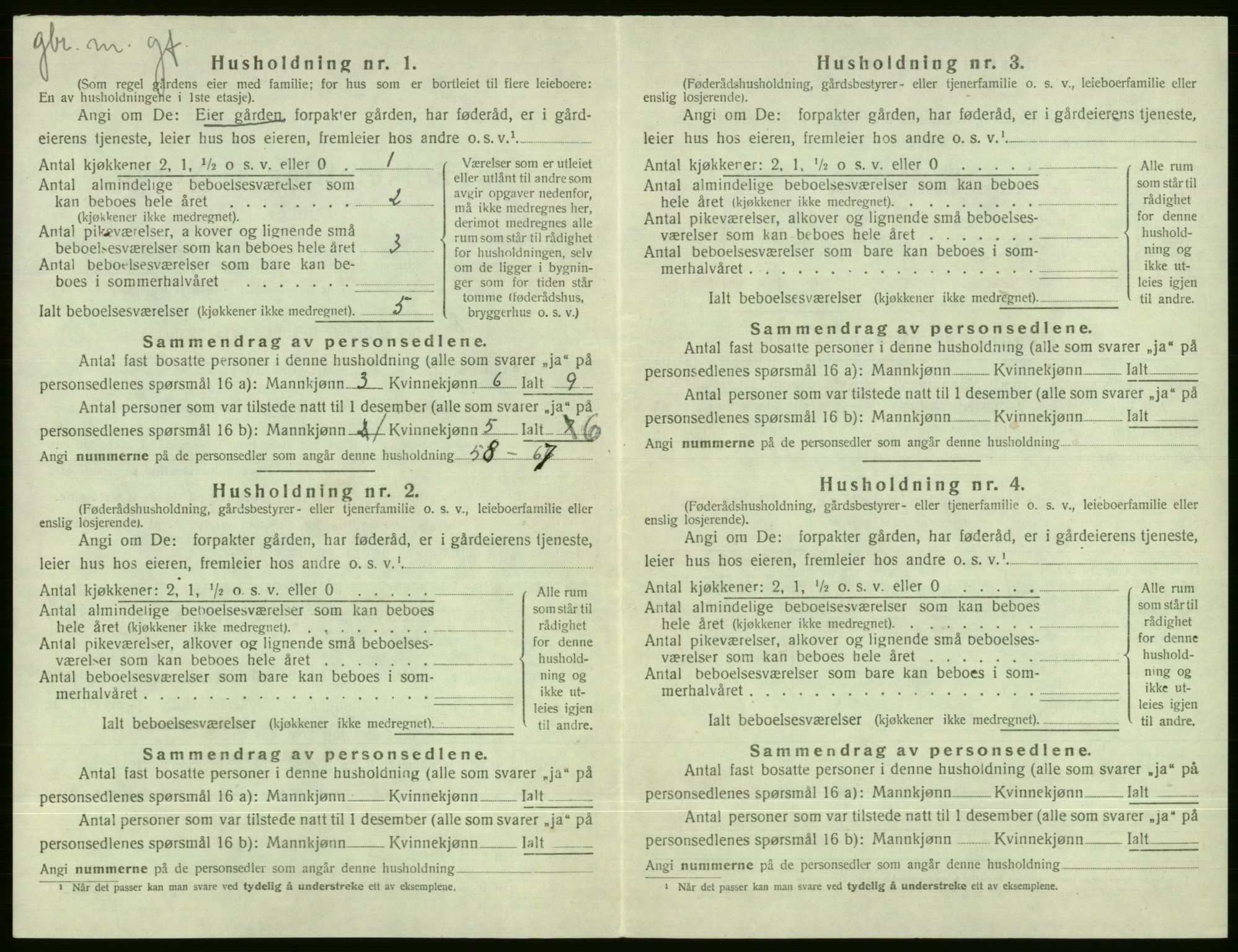 SAB, 1920 census for Evanger, 1920, p. 358