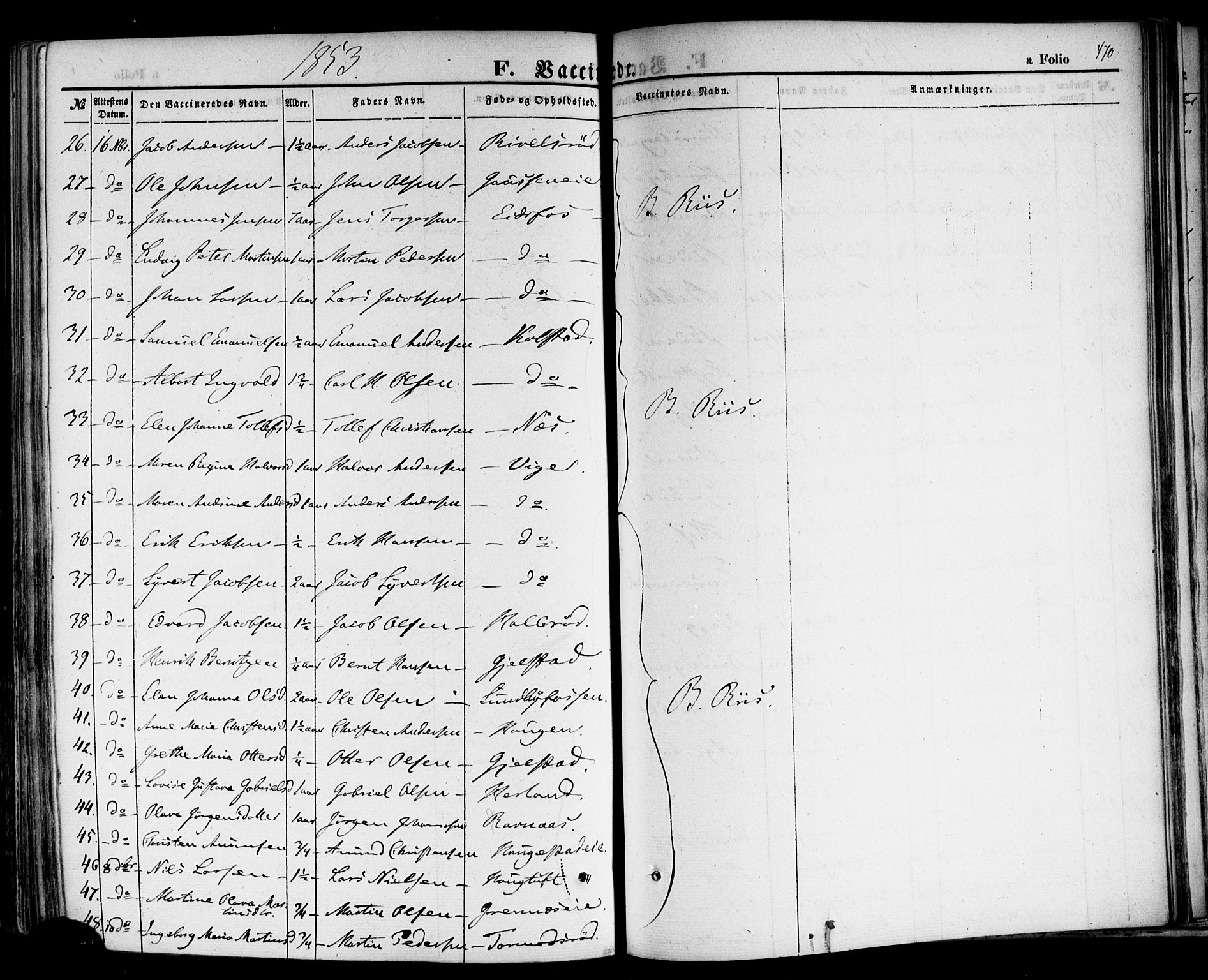 Hof kirkebøker, AV/SAKO-A-64/F/Fa/L0006: Parish register (official) no. I 6, 1851-1877, p. 470