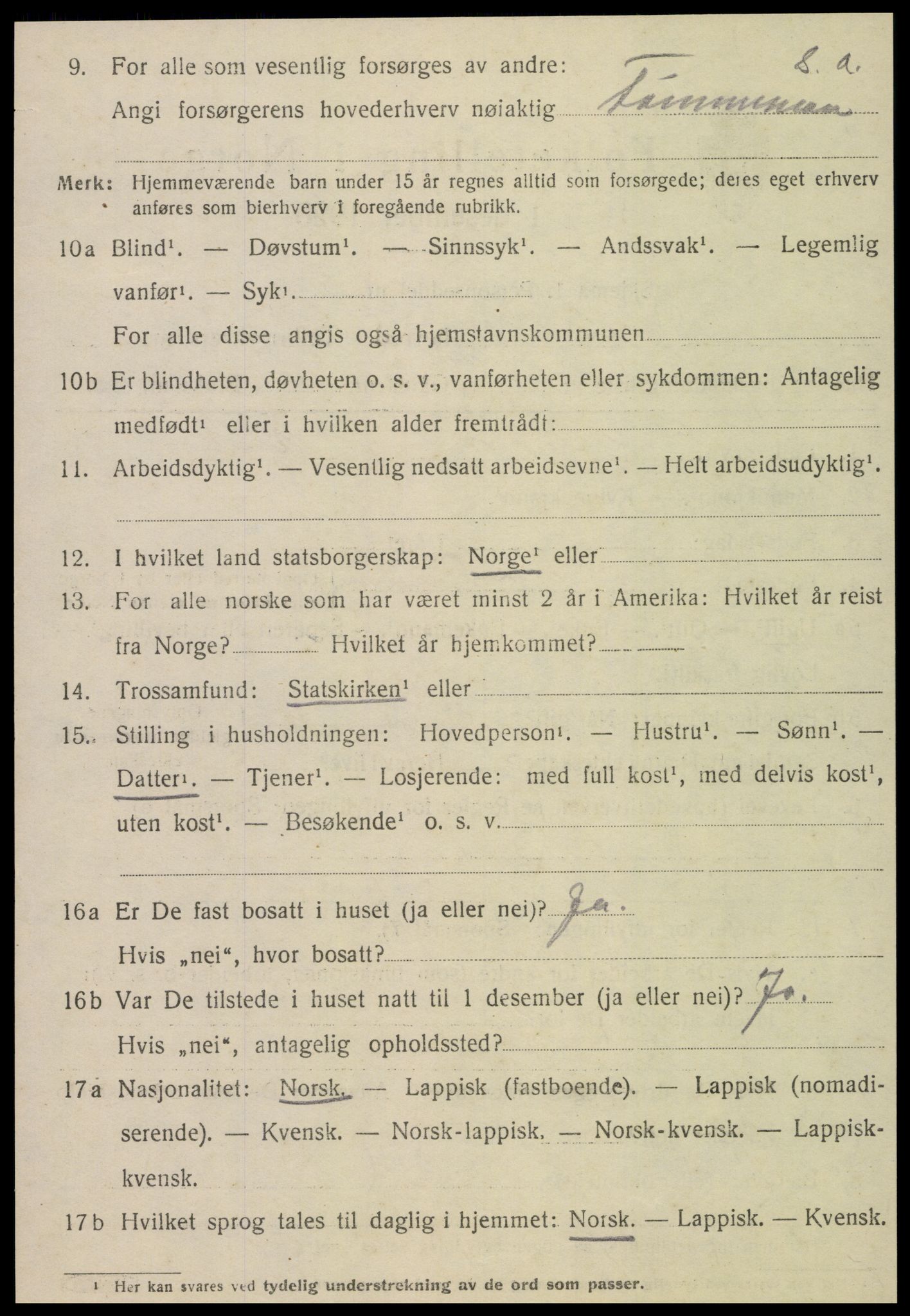 SAT, 1920 census for Verran, 1920, p. 1067