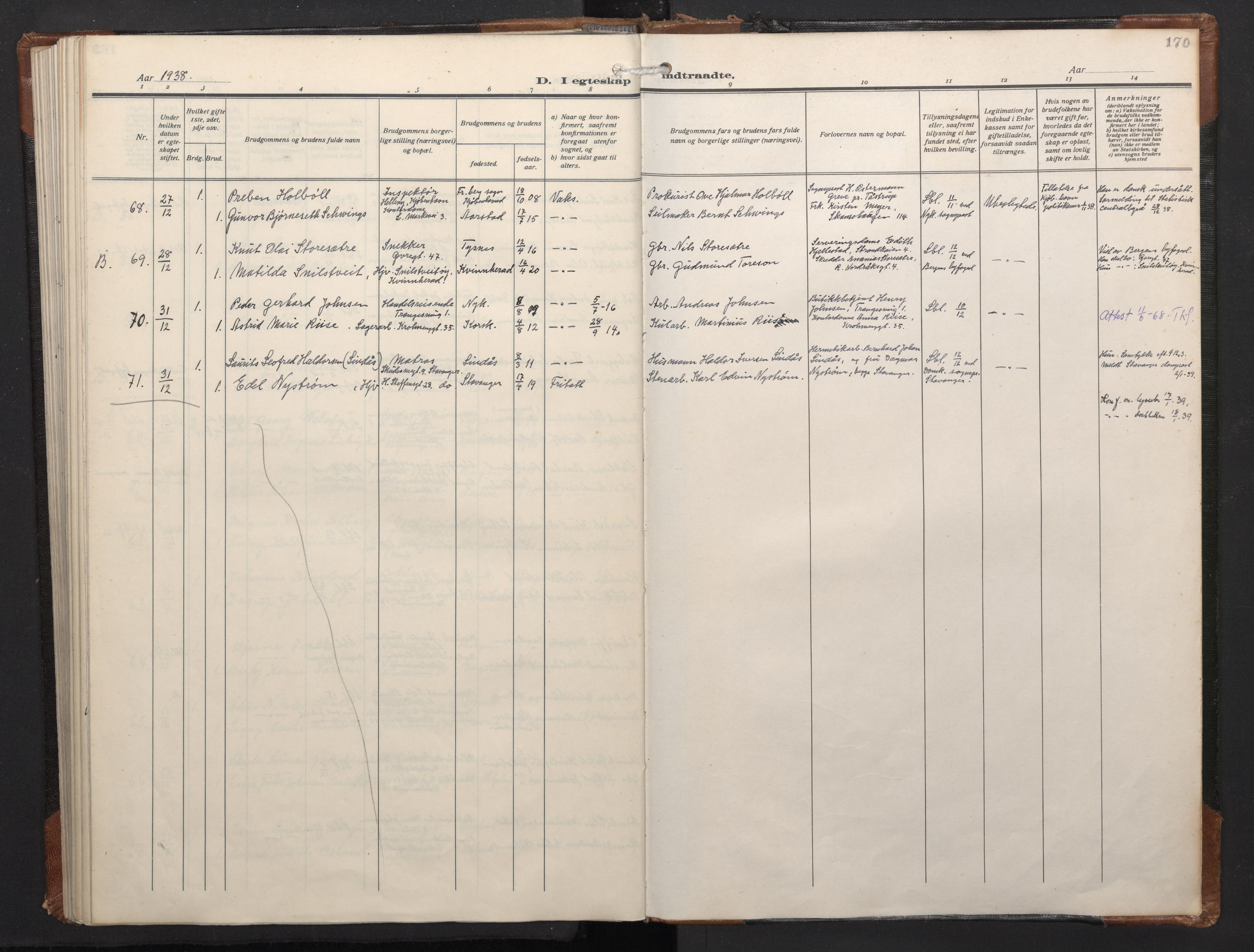 Mariakirken Sokneprestembete, SAB/A-76901/H/Haa/L0016: Parish register (official) no. C 4, 1927-1938, p. 169b-170a