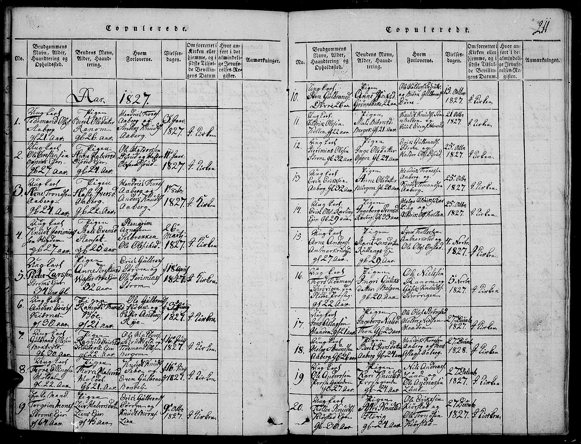 Nord-Aurdal prestekontor, AV/SAH-PREST-132/H/Ha/Haa/L0002: Parish register (official) no. 2, 1816-1828, p. 211