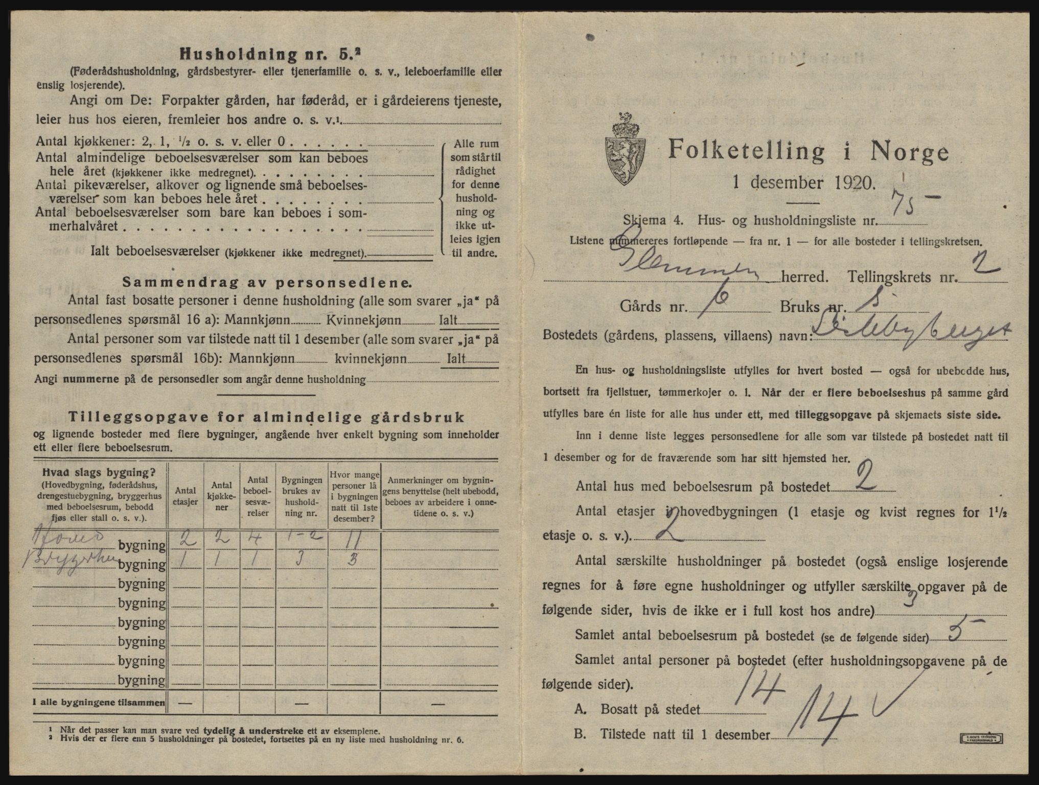 SAO, 1920 census for Glemmen, 1920, p. 349