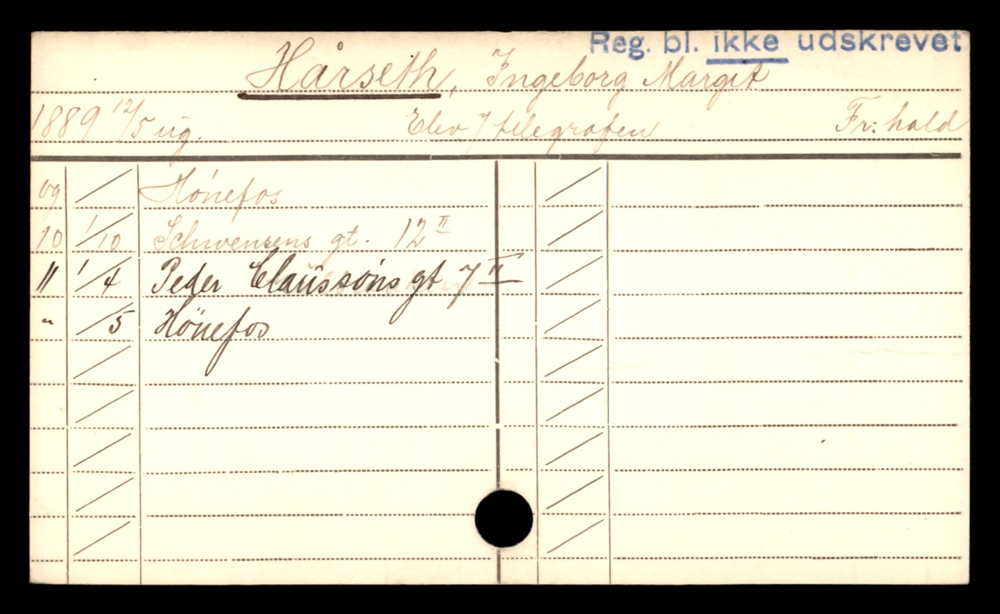 Oslo folkeregister, Registerkort, AV/SAO-A-11715/D/Df/L0003: Kvinner: Haane Olea - Løvstuen Turi, 1906-1918