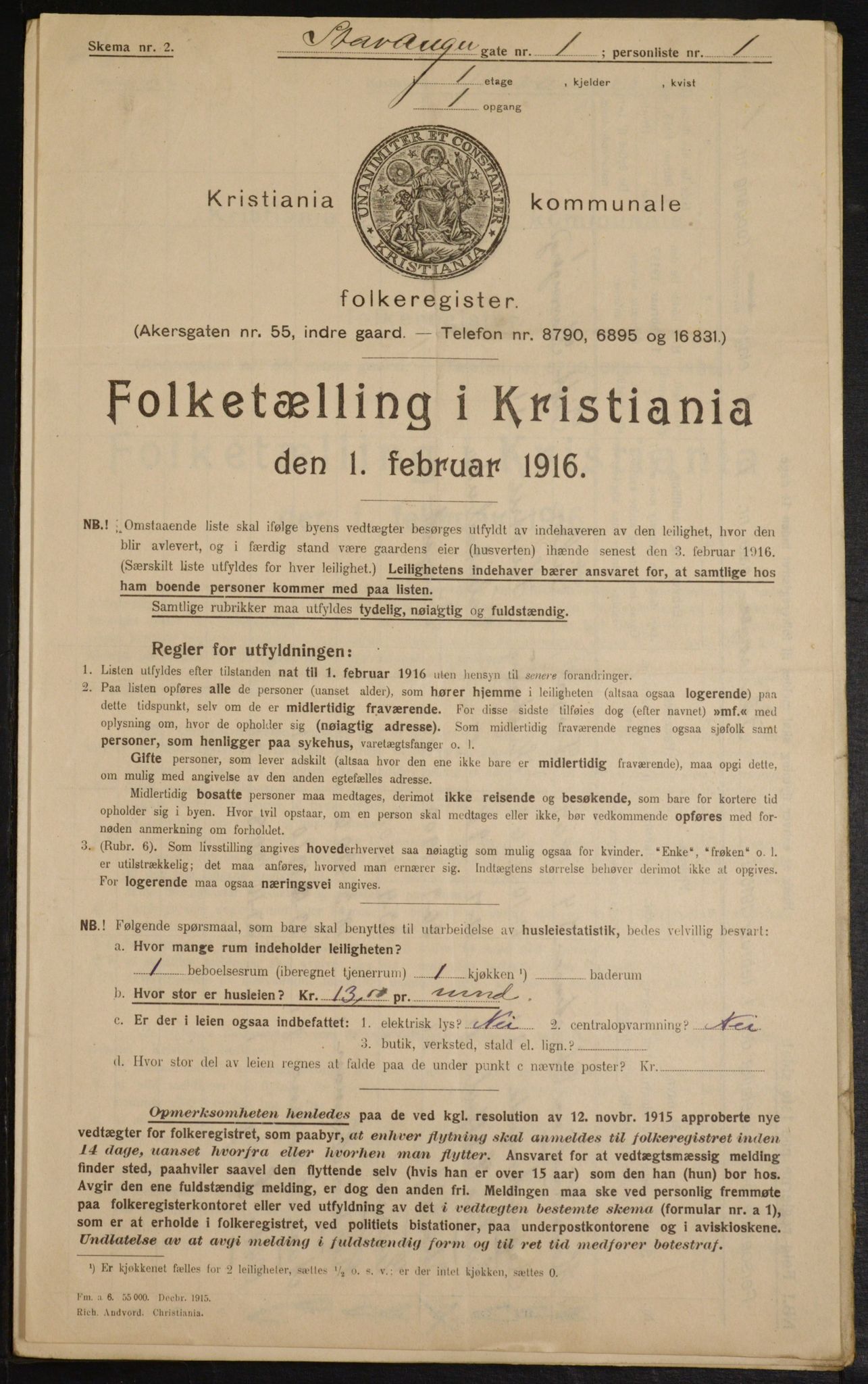 OBA, Municipal Census 1916 for Kristiania, 1916, p. 103289