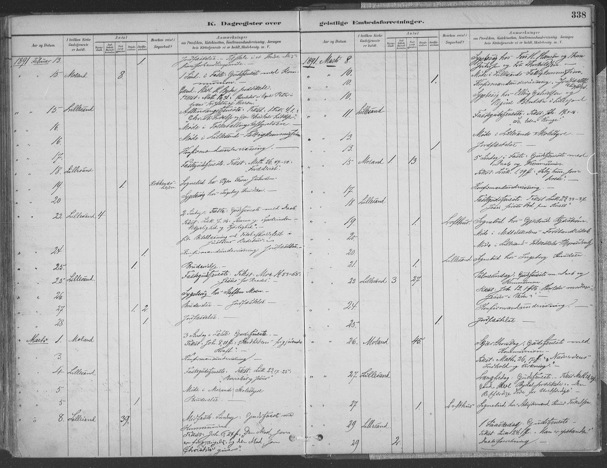 Vestre Moland sokneprestkontor, AV/SAK-1111-0046/F/Fa/Fab/L0009: Parish register (official) no. A 9, 1884-1899, p. 338