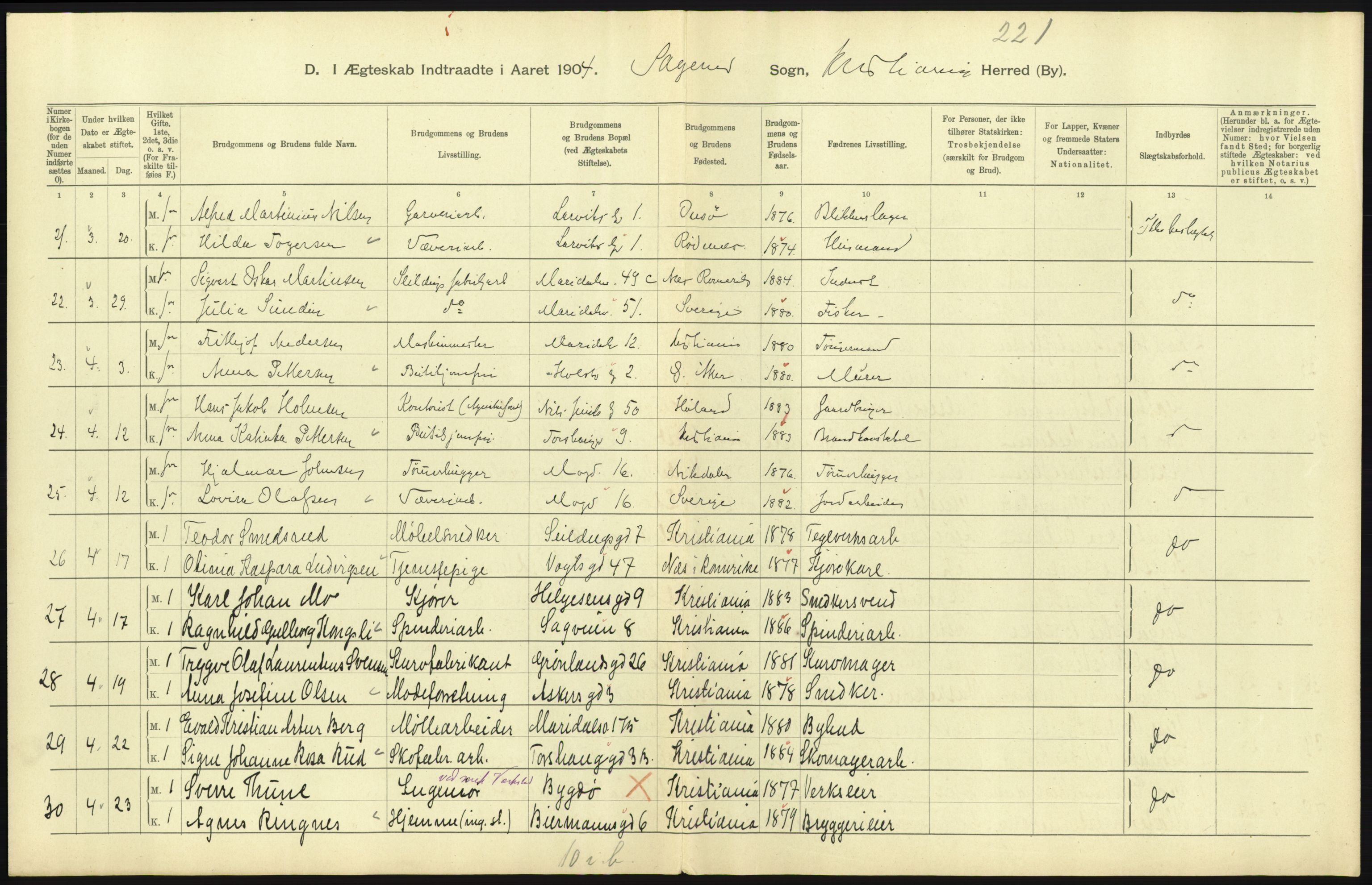 Statistisk sentralbyrå, Sosiodemografiske emner, Befolkning, AV/RA-S-2228/D/Df/Dfa/Dfab/L0004: Kristiania: Gifte, døde, 1904, p. 185