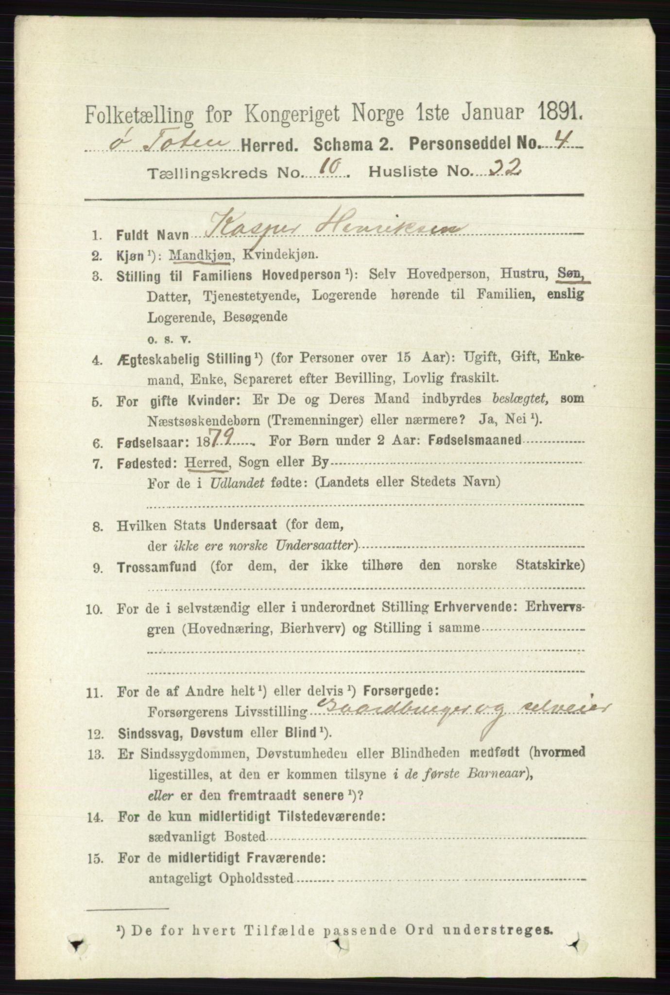 RA, 1891 census for 0528 Østre Toten, 1891, p. 6578