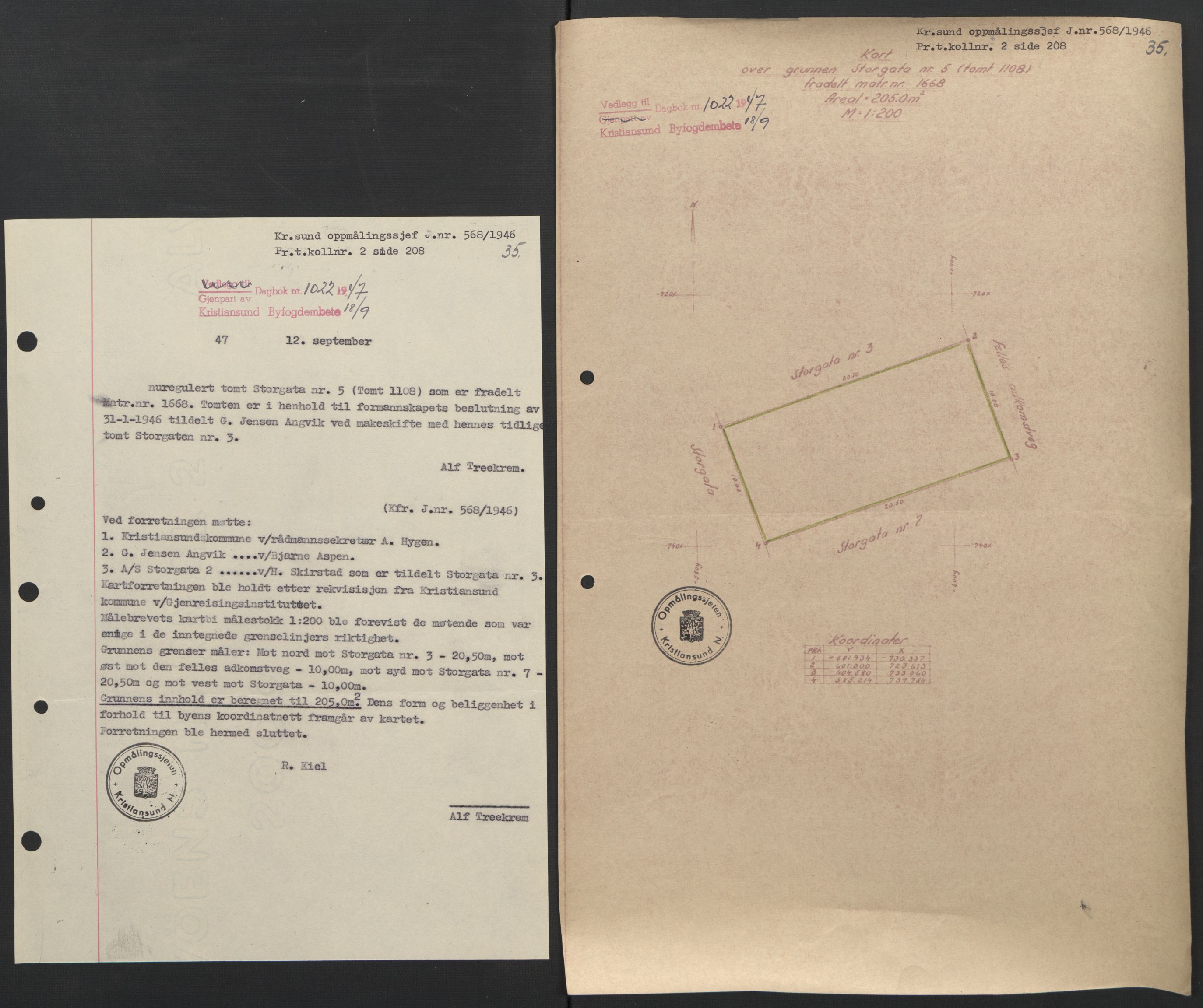 Kristiansund byfogd, AV/SAT-A-4587/A/27: Mortgage book no. 42, 1947-1950, Diary no: : 1022/1947