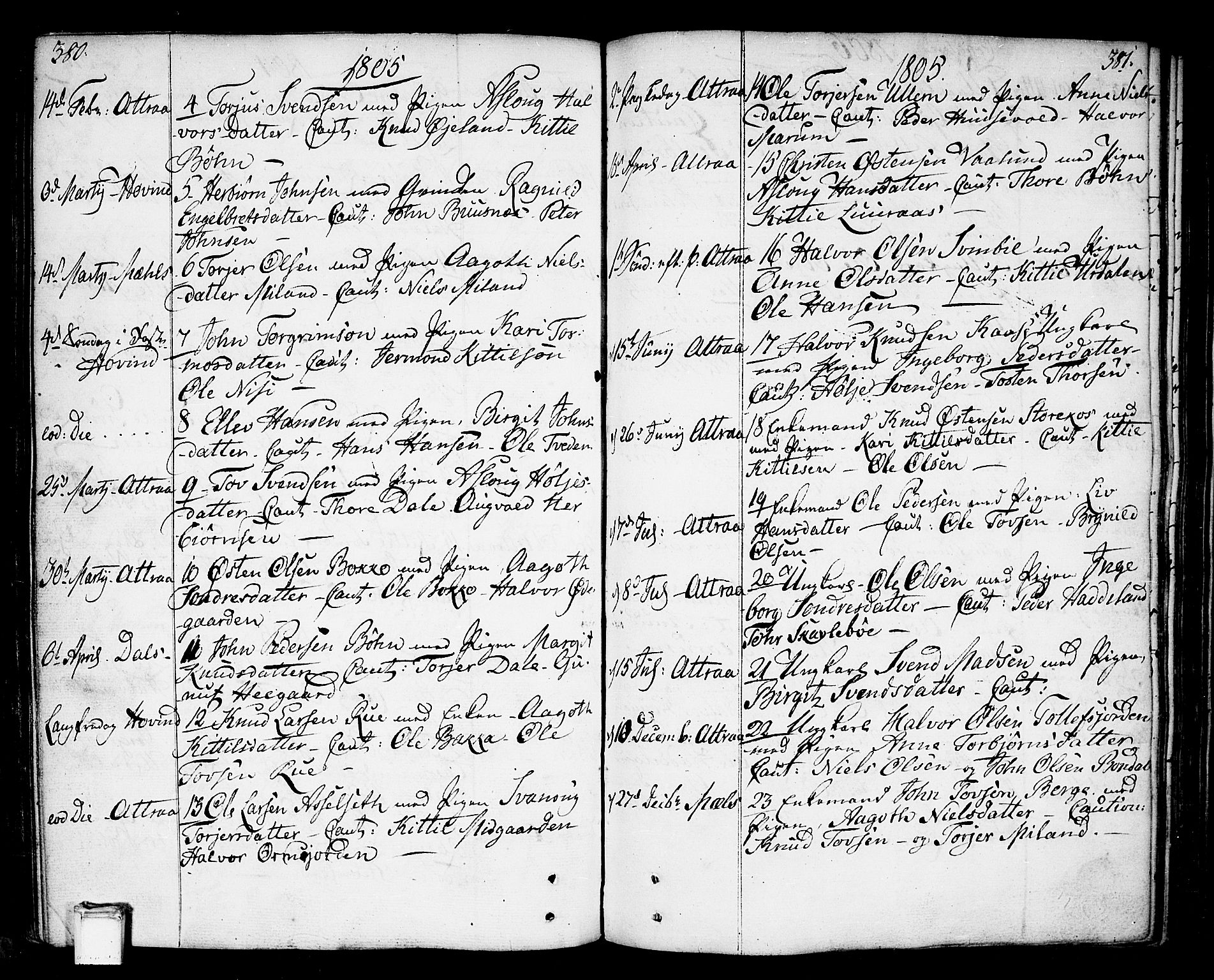 Tinn kirkebøker, SAKO/A-308/F/Fa/L0002: Parish register (official) no. I 2, 1757-1810, p. 380-381