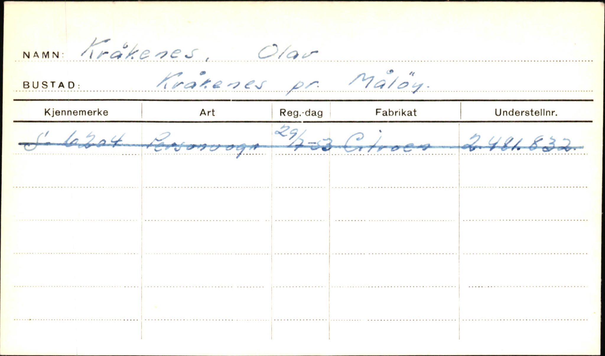 Statens vegvesen, Sogn og Fjordane vegkontor, AV/SAB-A-5301/4/F/L0001B: Eigarregister Fjordane til 1.6.1961, 1930-1961, p. 264