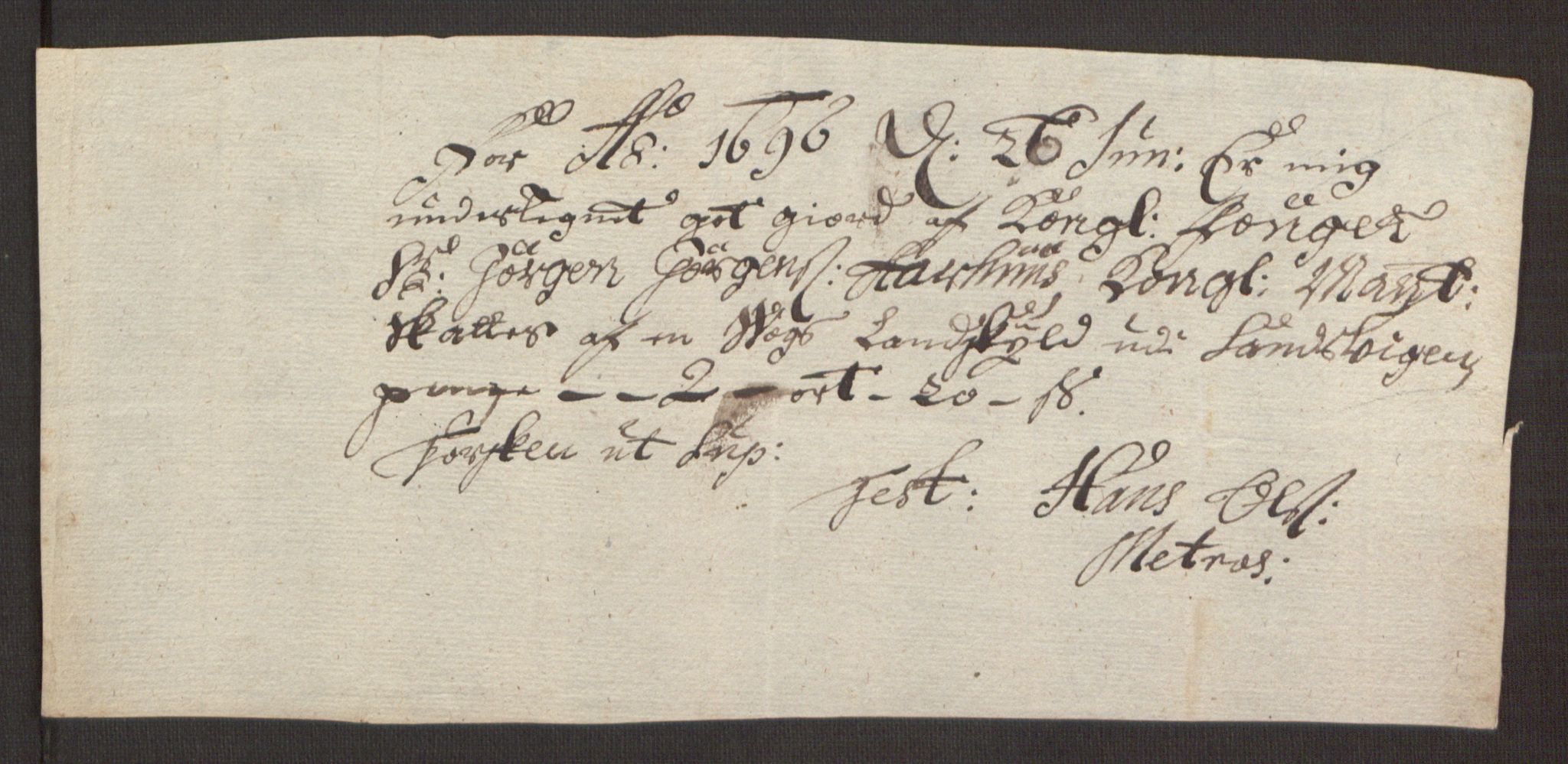 Rentekammeret inntil 1814, Reviderte regnskaper, Fogderegnskap, AV/RA-EA-4092/R68/L4753: Fogderegnskap Senja og Troms, 1694-1696, p. 278