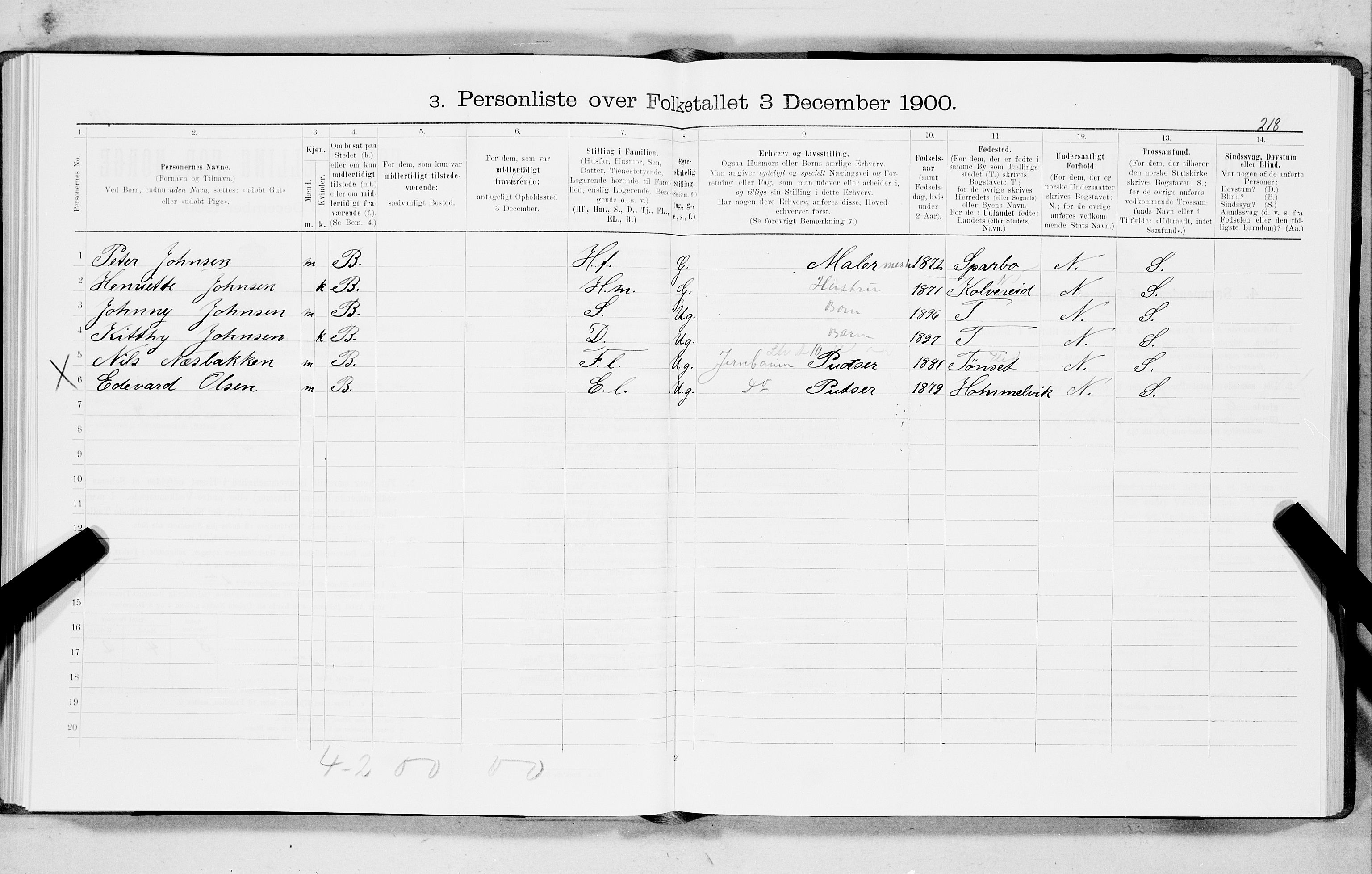SAT, 1900 census for Trondheim, 1900, p. 14648
