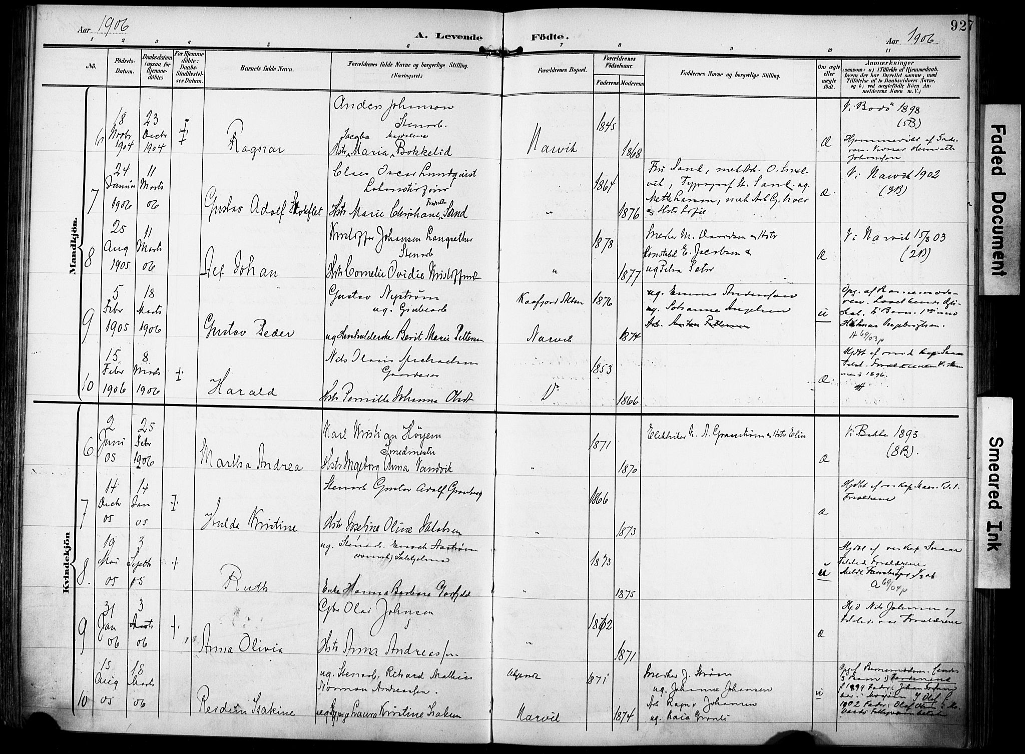 Ministerialprotokoller, klokkerbøker og fødselsregistre - Nordland, AV/SAT-A-1459/871/L0994: Parish register (official) no. 871A10, 1902-1910, p. 92