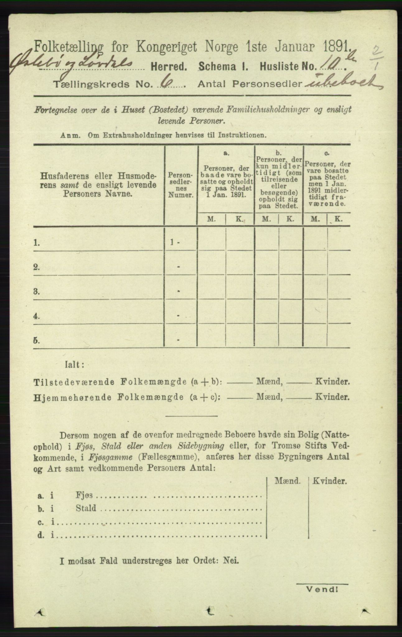 RA, 1891 census for 1021 Øyslebø og Laudal, 1891, p. 1654