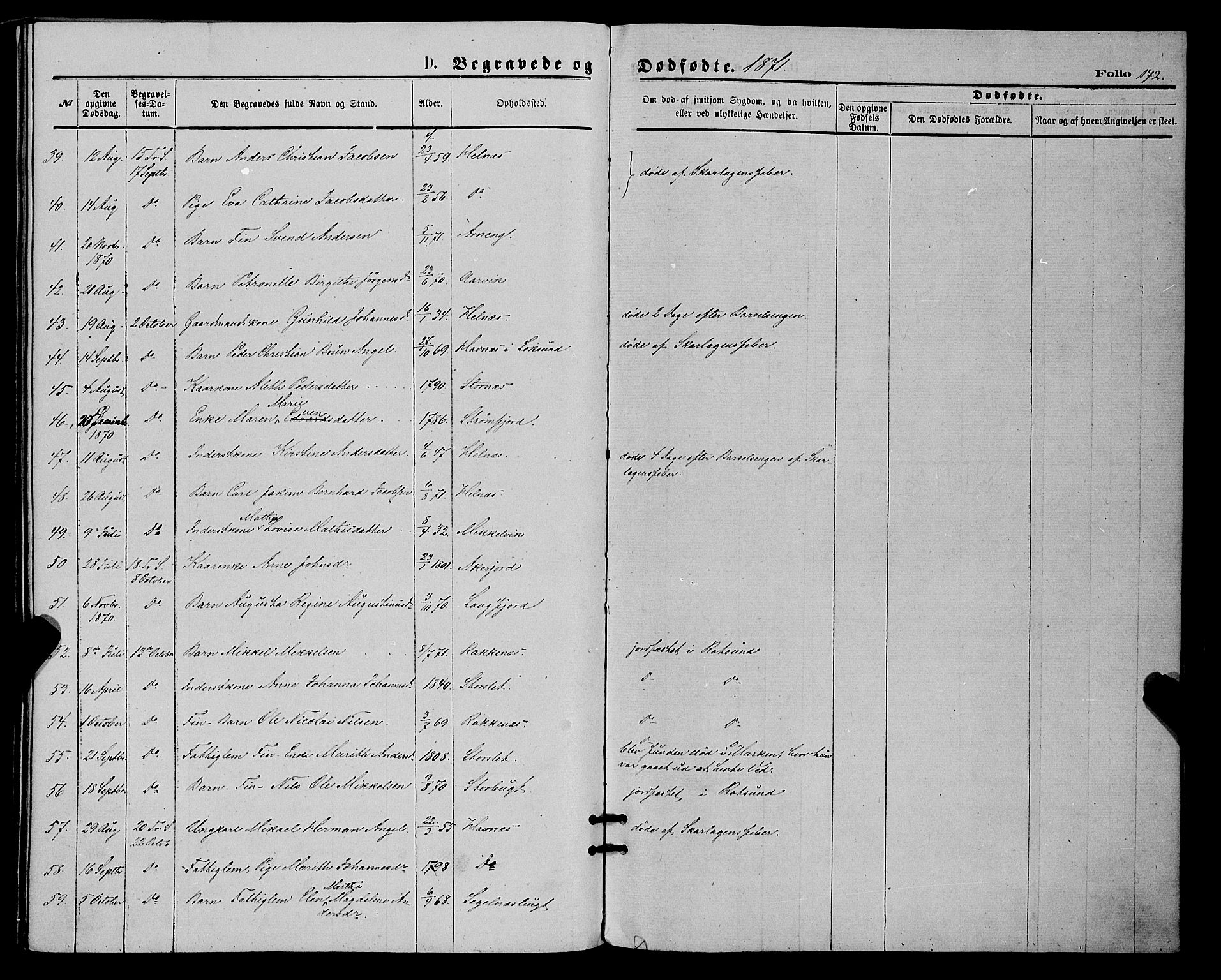 Skjervøy sokneprestkontor, AV/SATØ-S-1300/H/Ha/Haa/L0008kirke: Parish register (official) no. 8, 1871-1877, p. 172