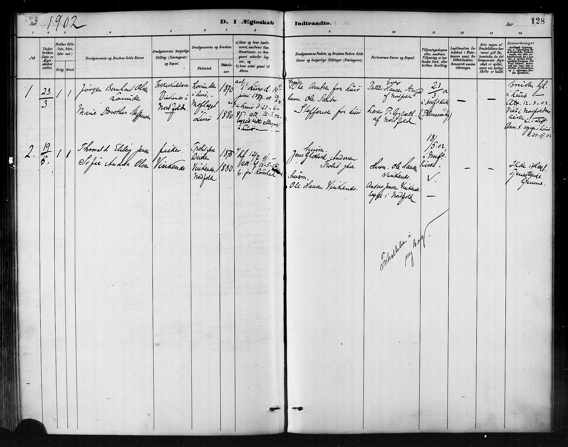 Ministerialprotokoller, klokkerbøker og fødselsregistre - Nordland, AV/SAT-A-1459/858/L0831: Parish register (official) no. 858A01, 1884-1902, p. 128