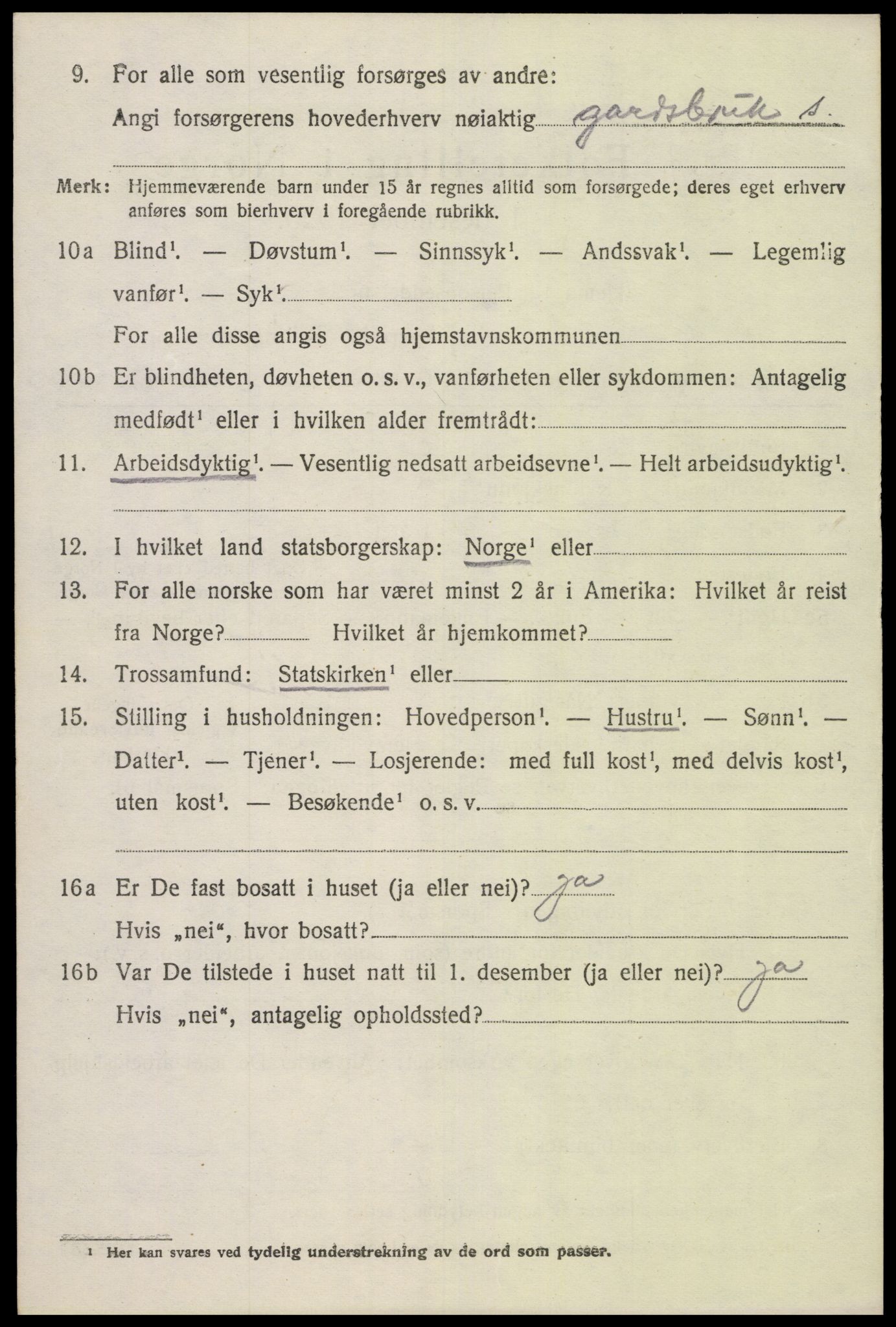 SAK, 1920 census for Gyland, 1920, p. 1323