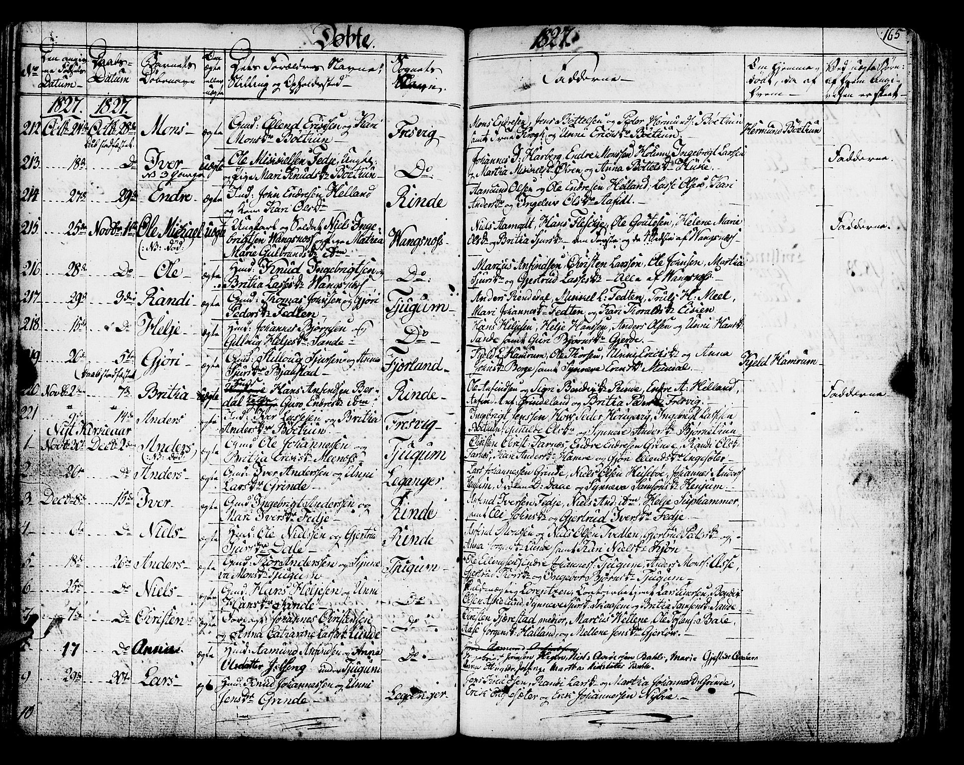 Leikanger sokneprestembete, AV/SAB-A-81001/H/Haa/Haaa/L0006: Parish register (official) no. A 6, 1810-1838, p. 165