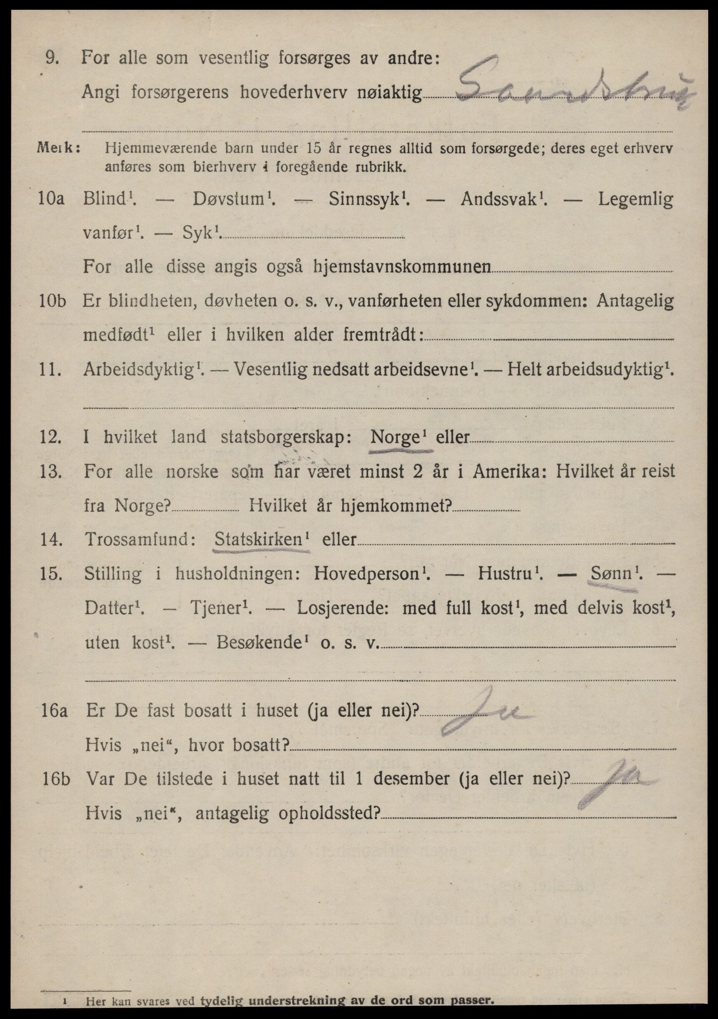 SAT, 1920 census for Volda, 1920, p. 6753