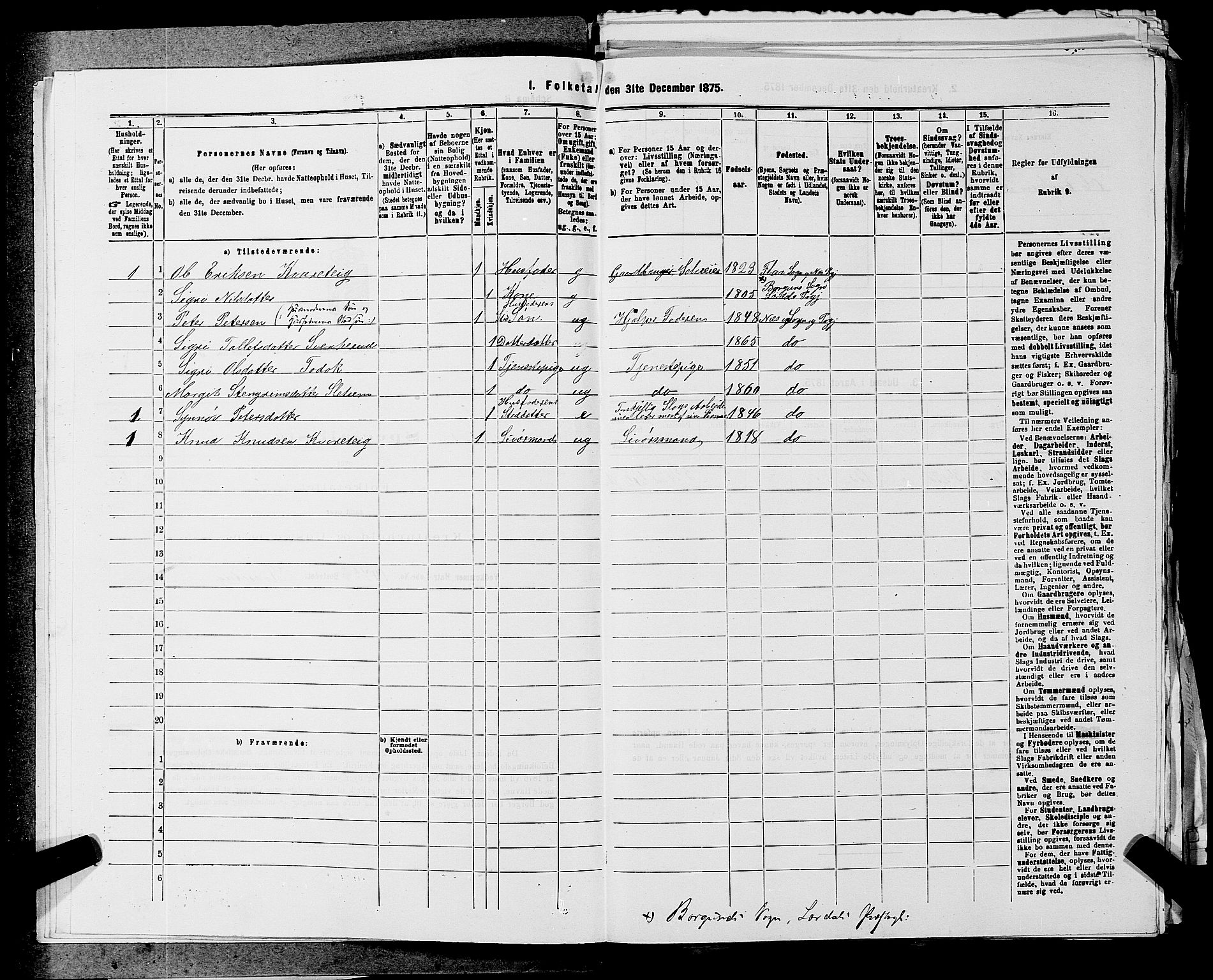 SAKO, 1875 census for 0616P Nes, 1875, p. 284