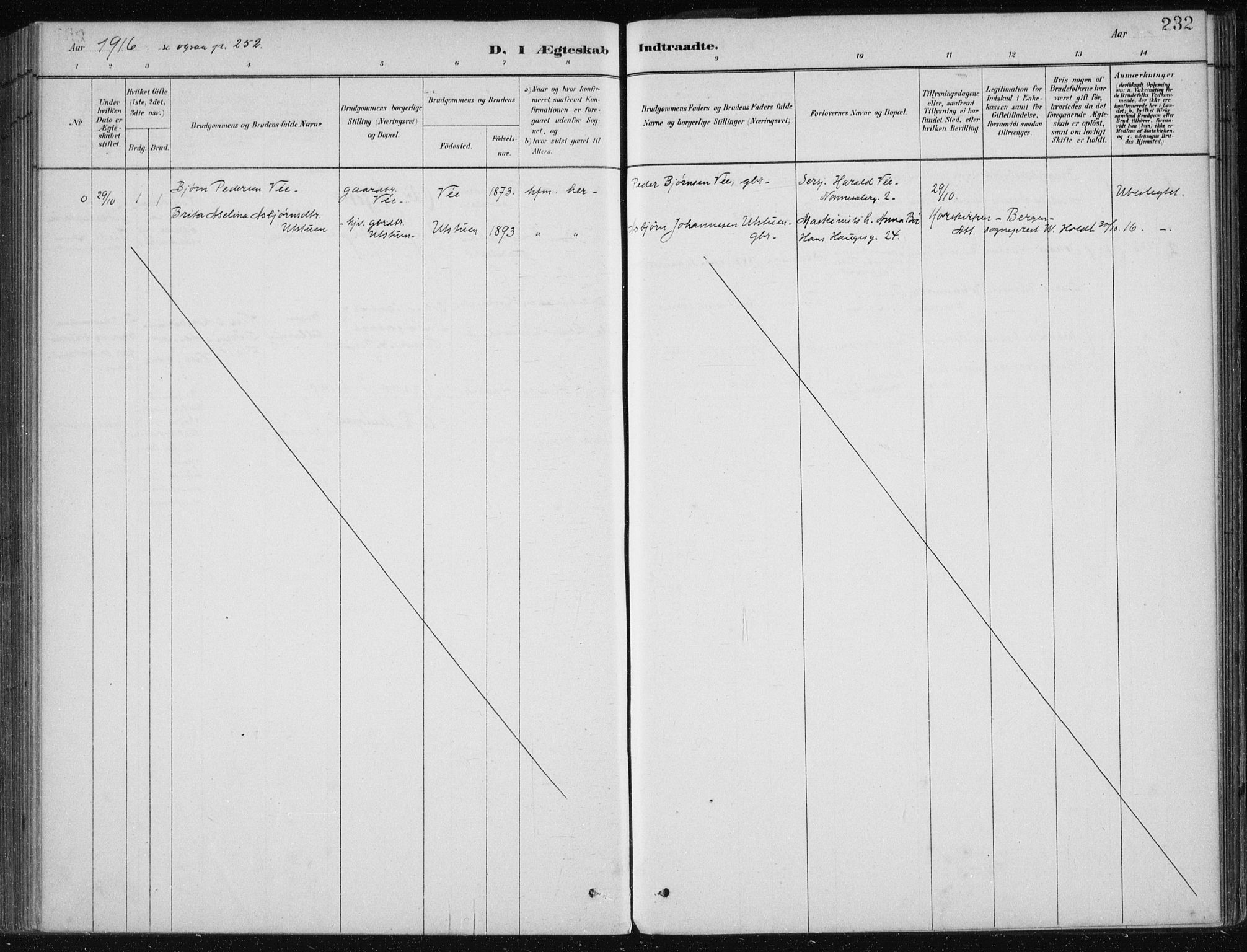 Etne sokneprestembete, SAB/A-75001/H/Haa: Parish register (official) no. C  1, 1879-1919, p. 232