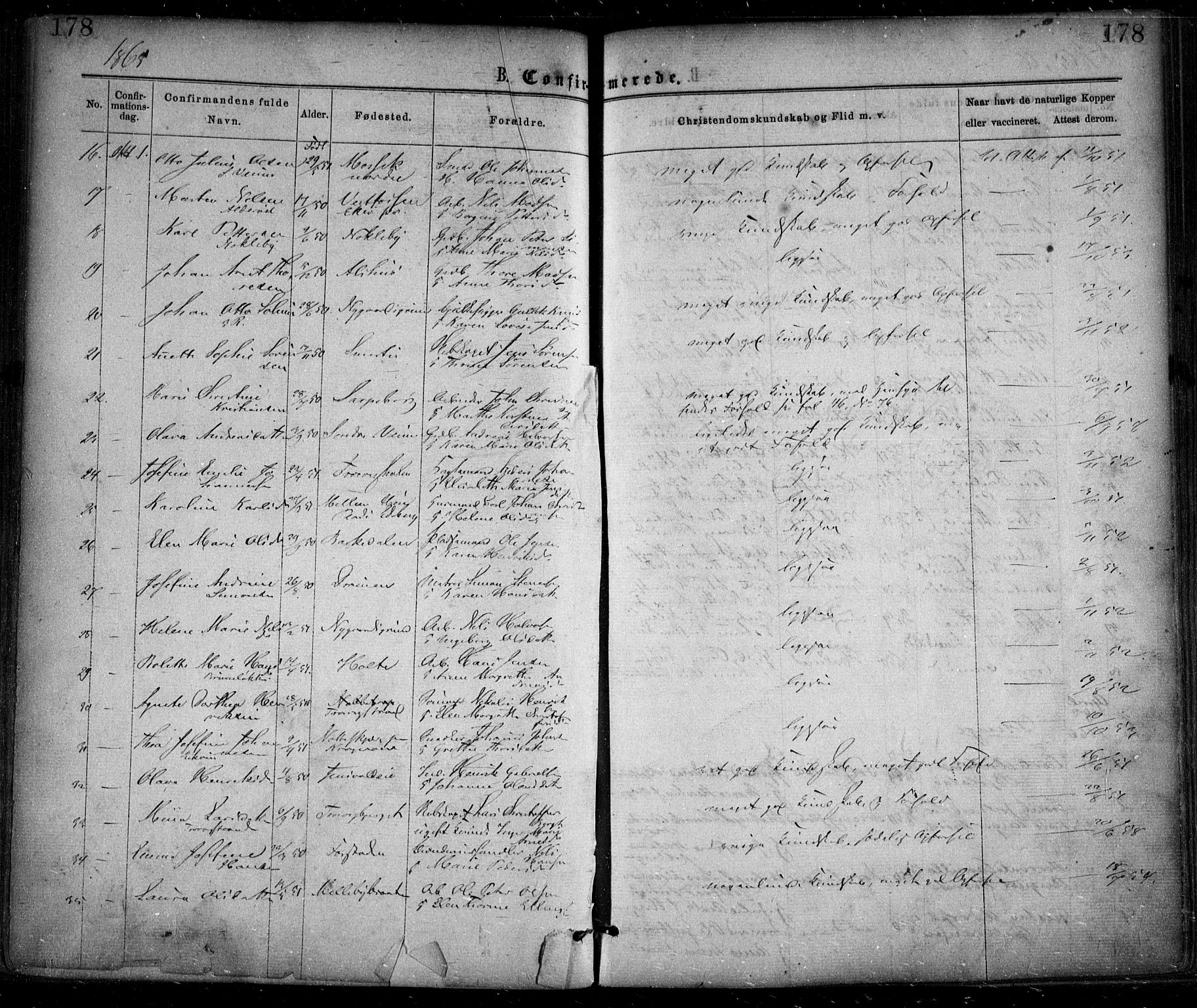 Glemmen prestekontor Kirkebøker, SAO/A-10908/F/Fa/L0008: Parish register (official) no. 8, 1862-1871, p. 178