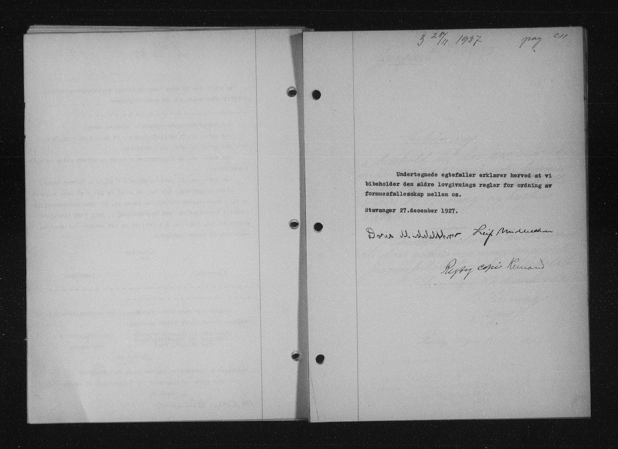 Stavanger byfogd, SAST/A-101408/001/4/41/410/410BB/L0053: Mortgage book no. 41, 1927-1928, Deed date: 28.12.1927