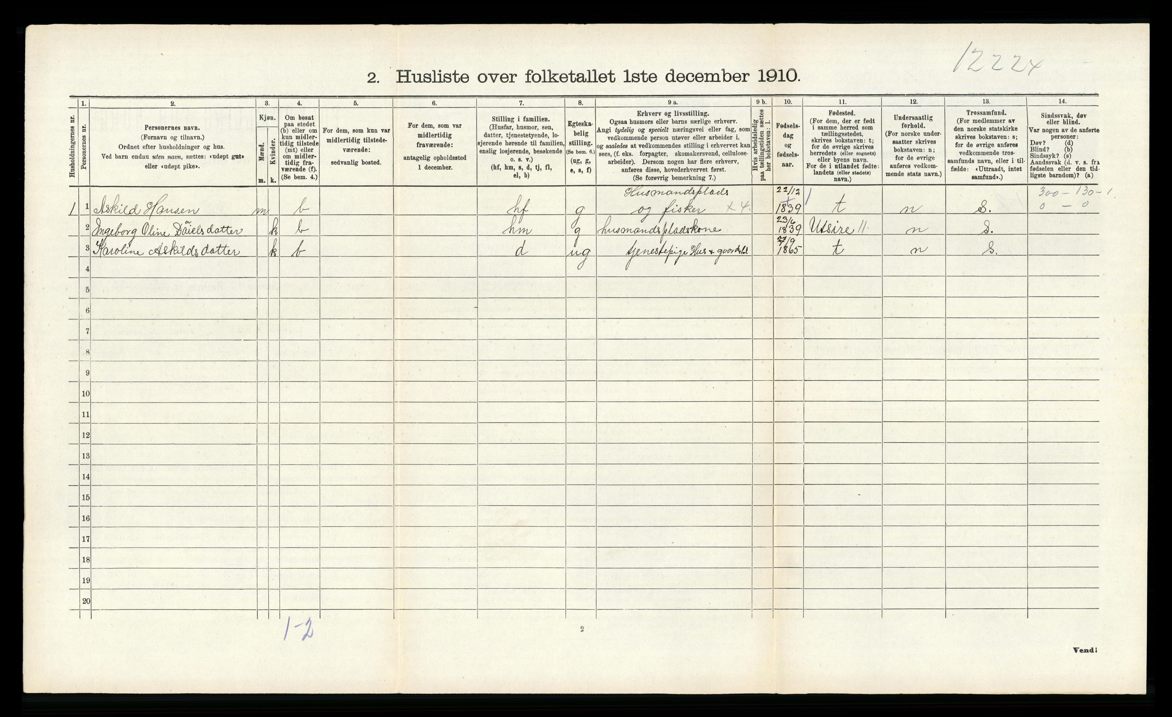 RA, 1910 census for Avaldsnes, 1910, p. 574