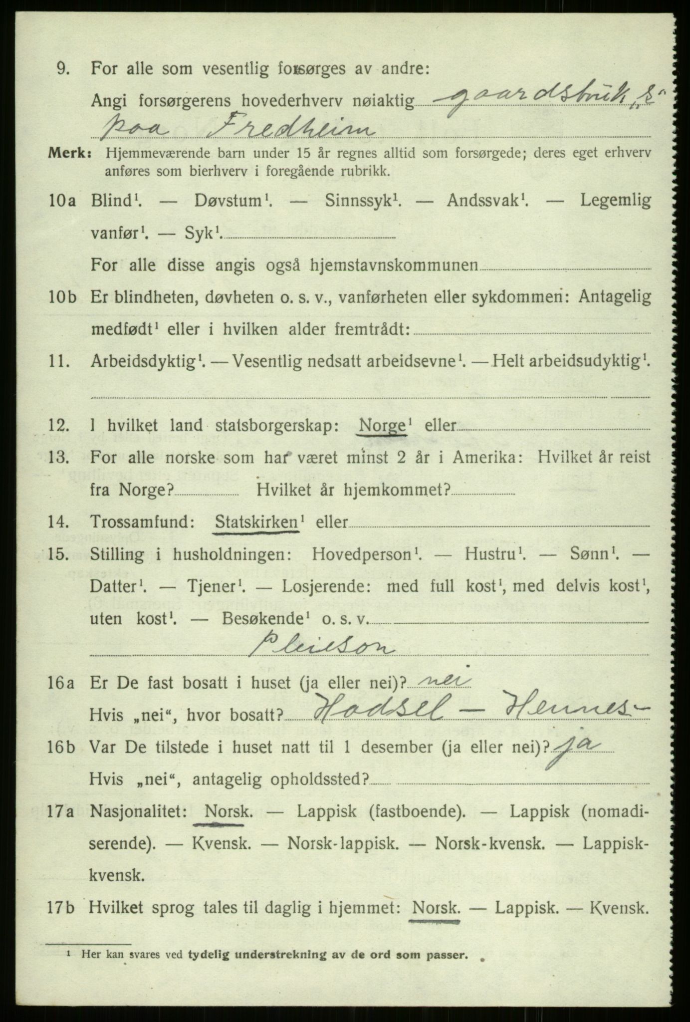 SATØ, 1920 census for Kvæfjord, 1920, p. 3462