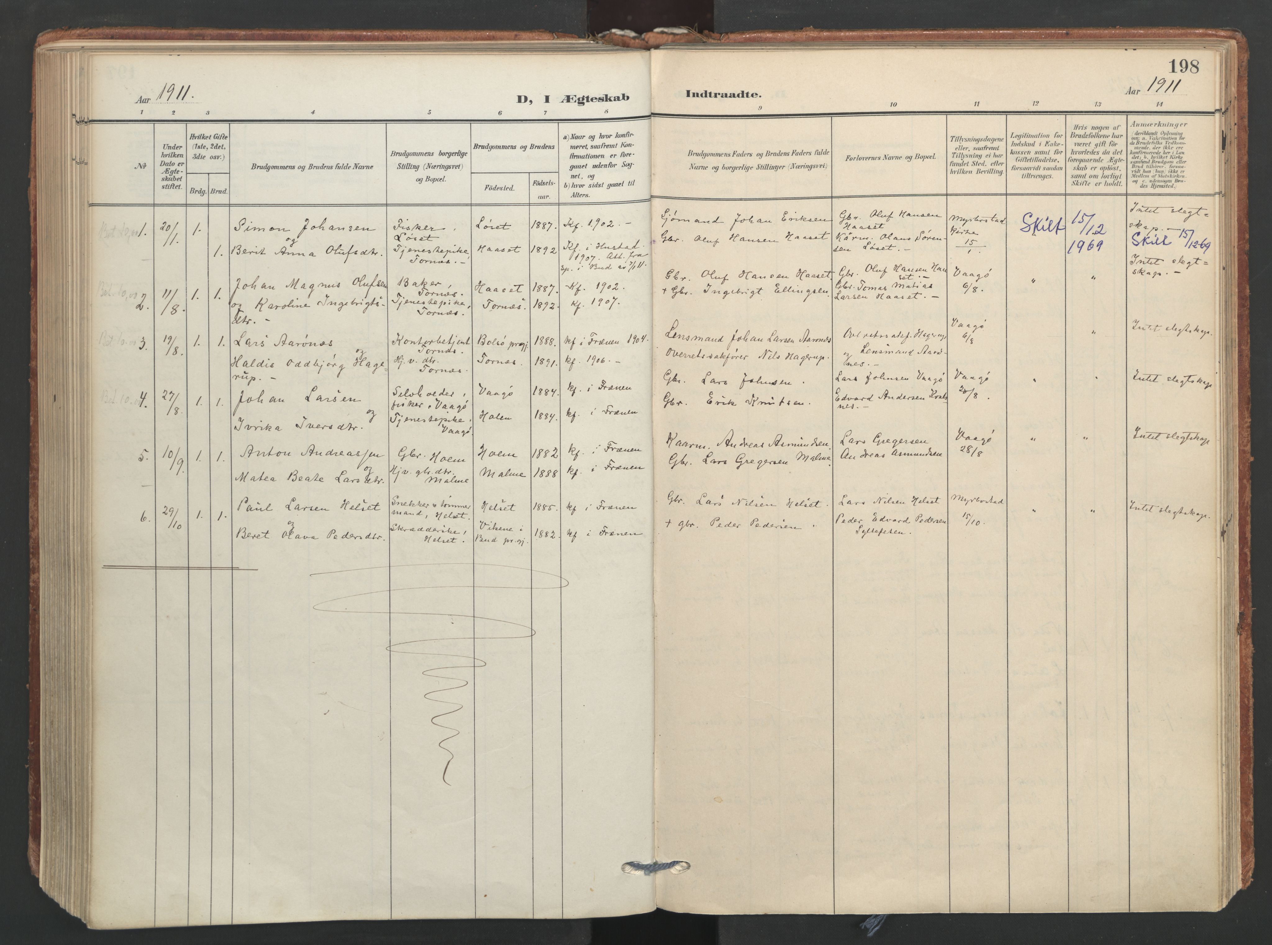 Ministerialprotokoller, klokkerbøker og fødselsregistre - Møre og Romsdal, SAT/A-1454/565/L0751: Parish register (official) no. 565A05, 1905-1979, p. 198