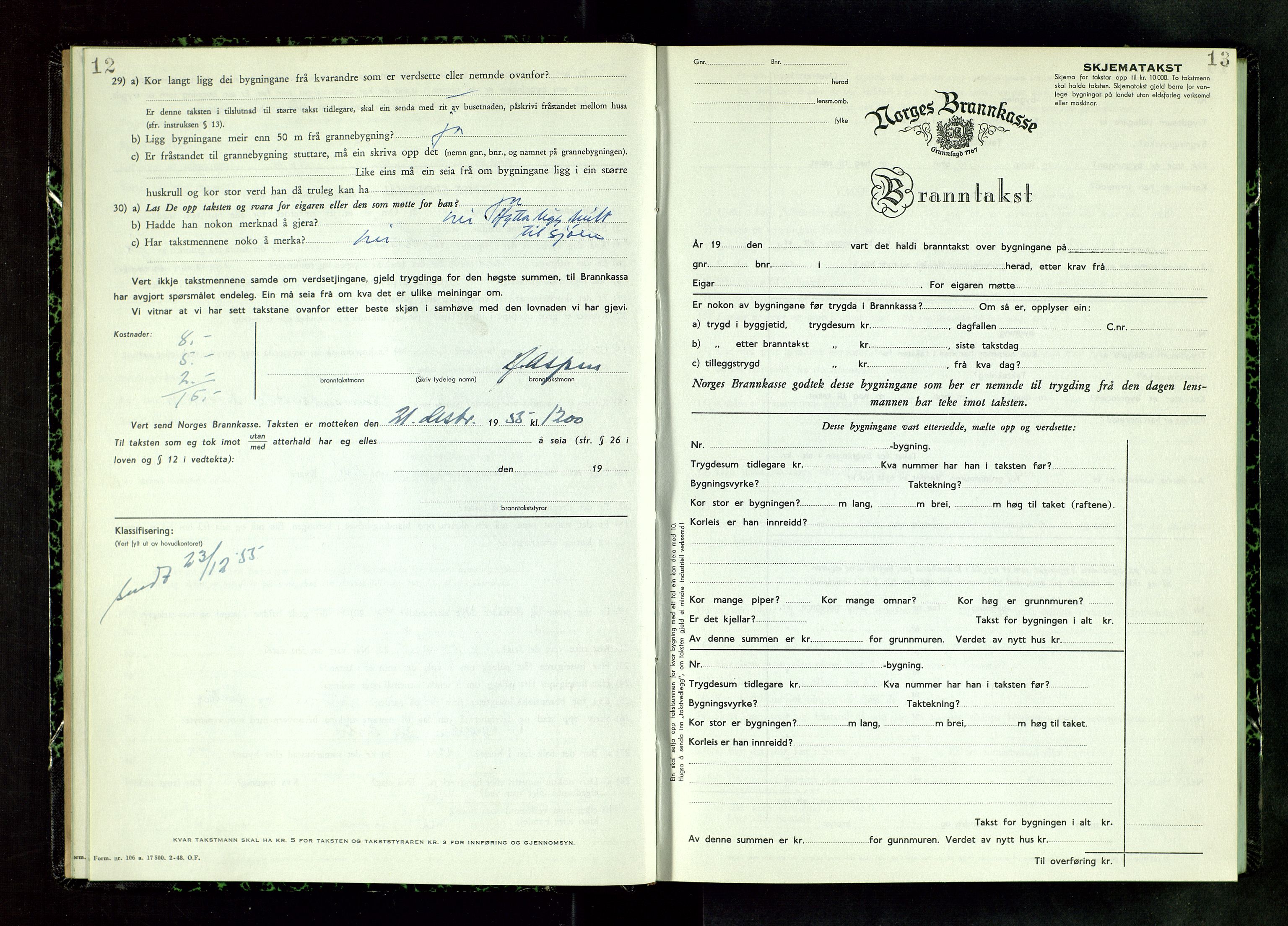 Norges Brannkasse Haugesund, AV/SAST-A-102142/0004/O/L0009: Branntakstprotokoll, 1955, p. 12-13