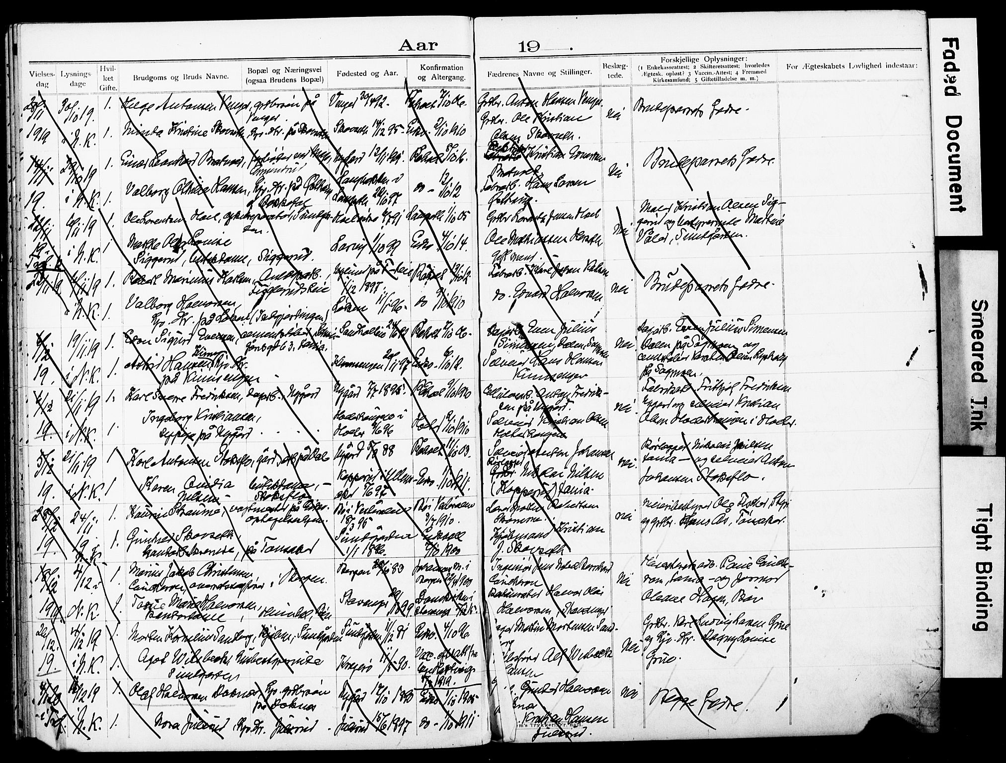 Eidsvoll prestekontor Kirkebøker, AV/SAO-A-10888/H/Ha/L0004: Banns register no. 4, 1907-1921