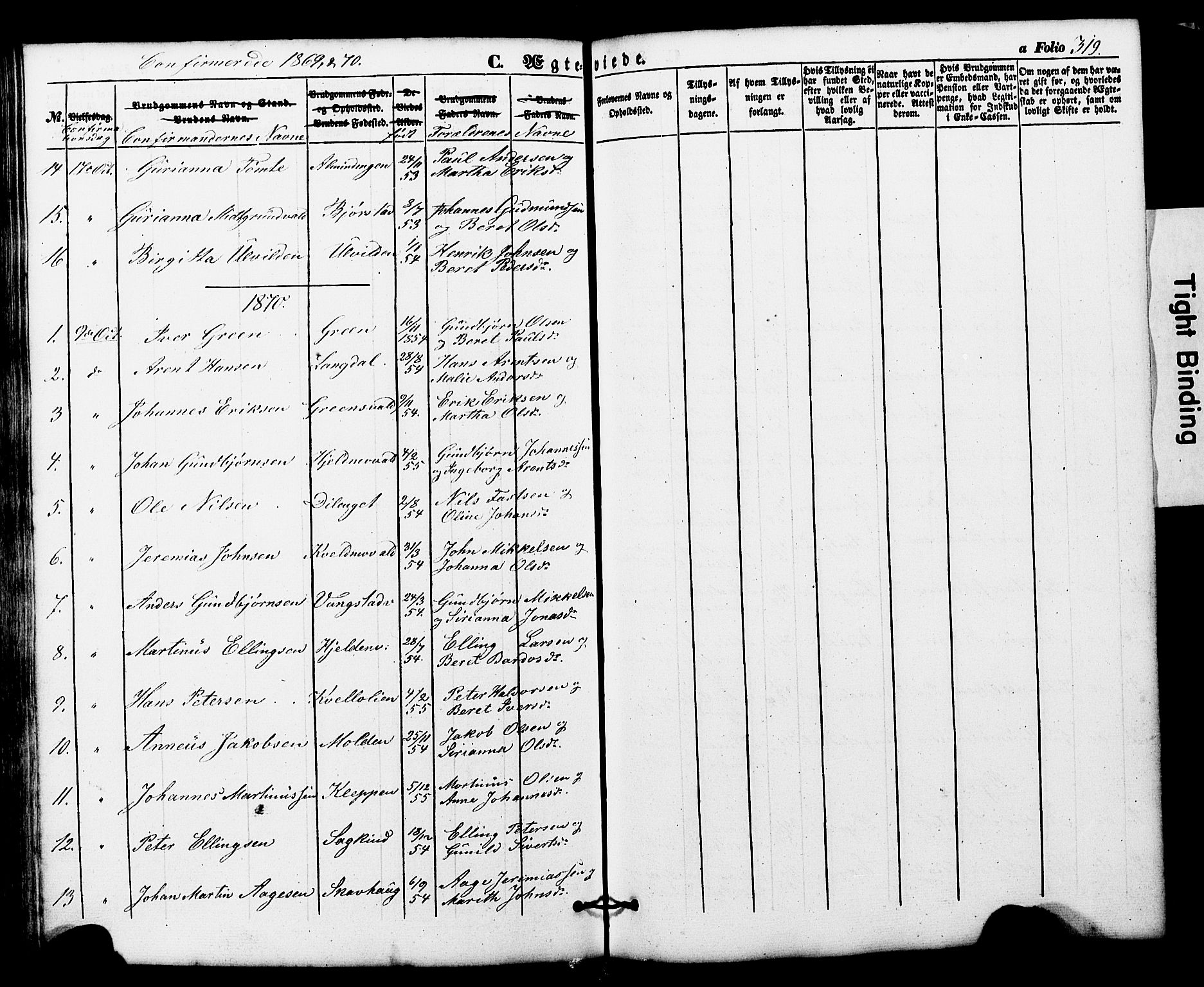 Ministerialprotokoller, klokkerbøker og fødselsregistre - Nord-Trøndelag, SAT/A-1458/724/L0268: Parish register (copy) no. 724C04, 1846-1878, p. 319