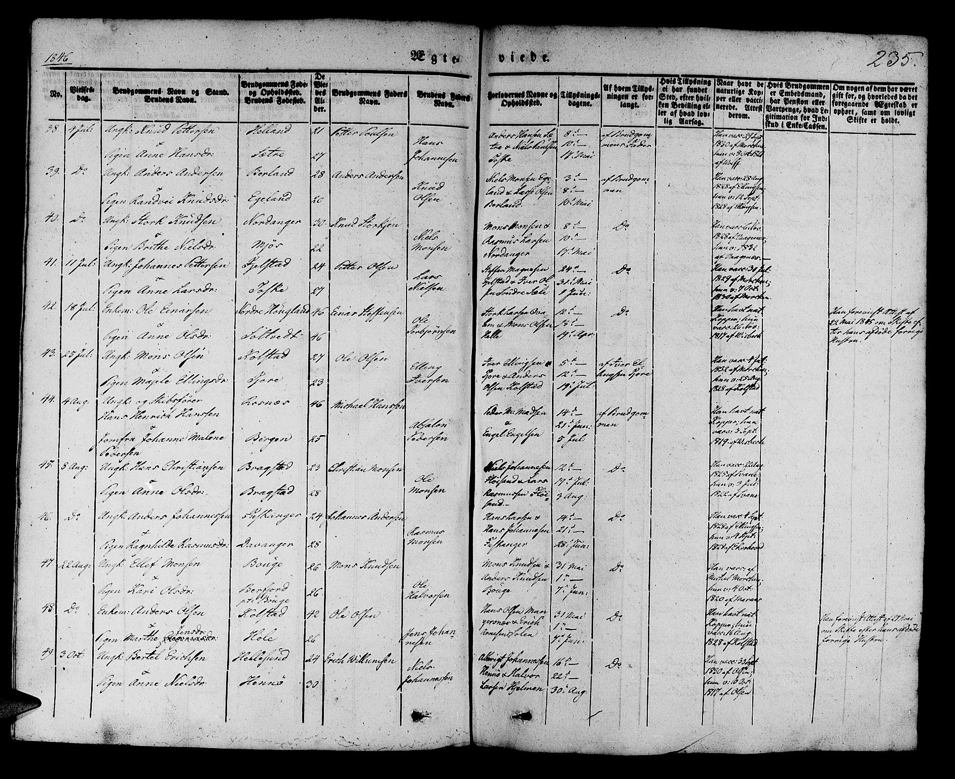 Manger sokneprestembete, AV/SAB-A-76801/H/Haa: Parish register (official) no. A 5, 1839-1848, p. 235