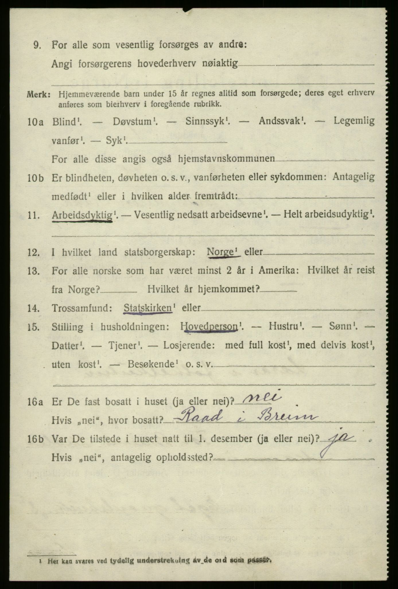 SAB, 1920 census for Breim, 1920, p. 4044