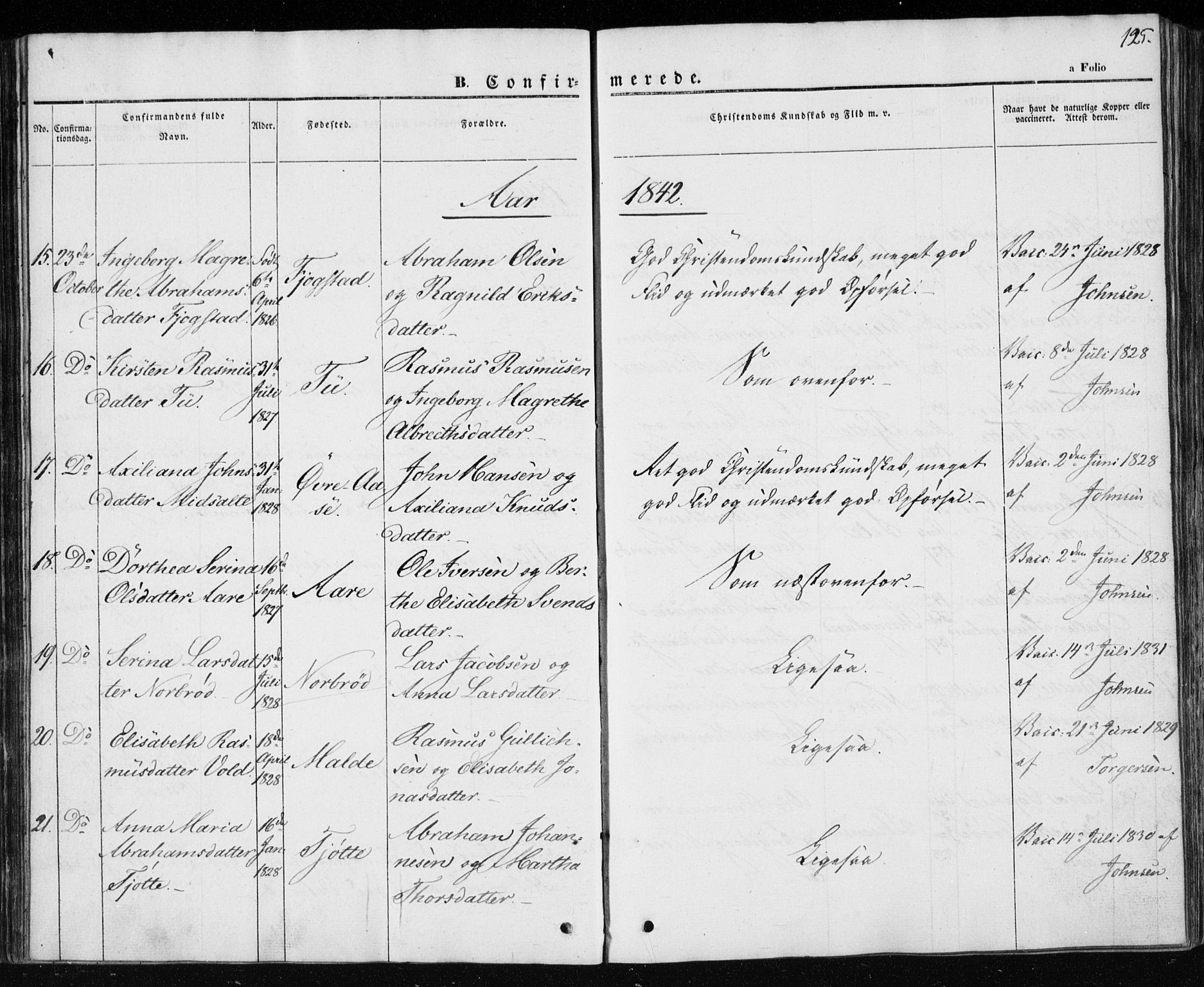 Klepp sokneprestkontor, AV/SAST-A-101803/001/3/30BA/L0004: Parish register (official) no. A 4, 1842-1852, p. 125