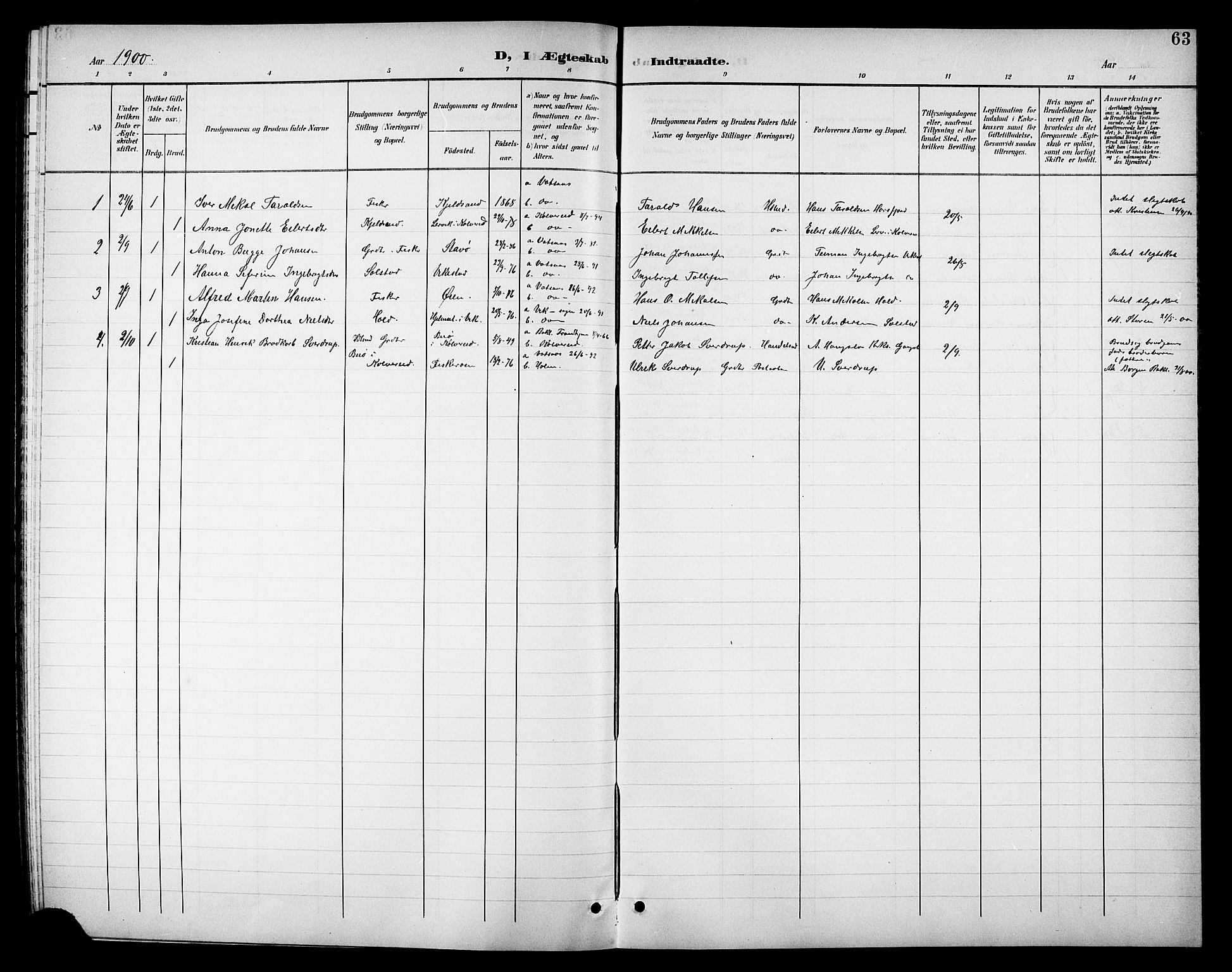 Ministerialprotokoller, klokkerbøker og fødselsregistre - Nordland, AV/SAT-A-1459/811/L0170: Parish register (copy) no. 811C02, 1896-1908, p. 63