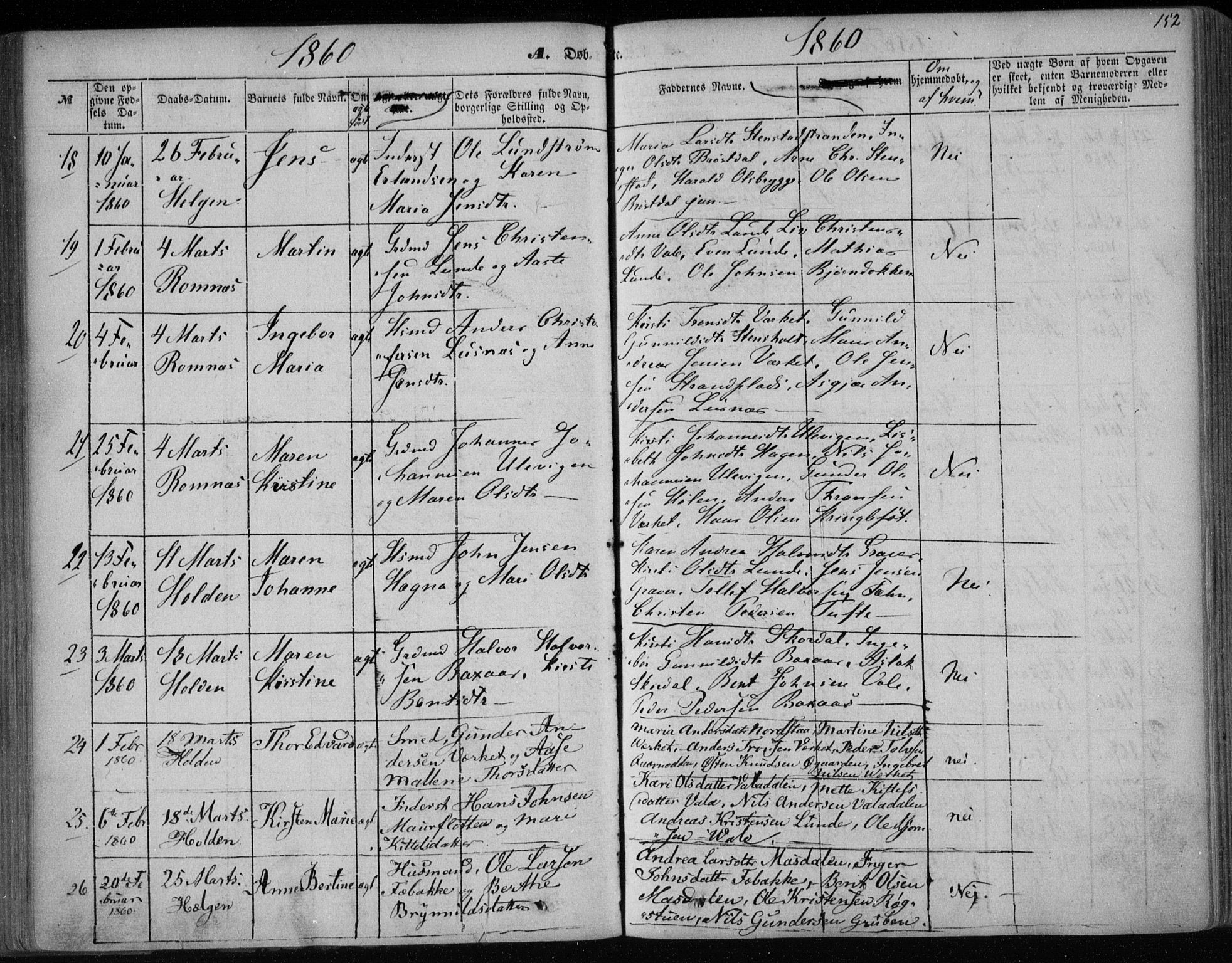 Holla kirkebøker, AV/SAKO-A-272/F/Fa/L0005: Parish register (official) no. 5, 1849-1860, p. 152