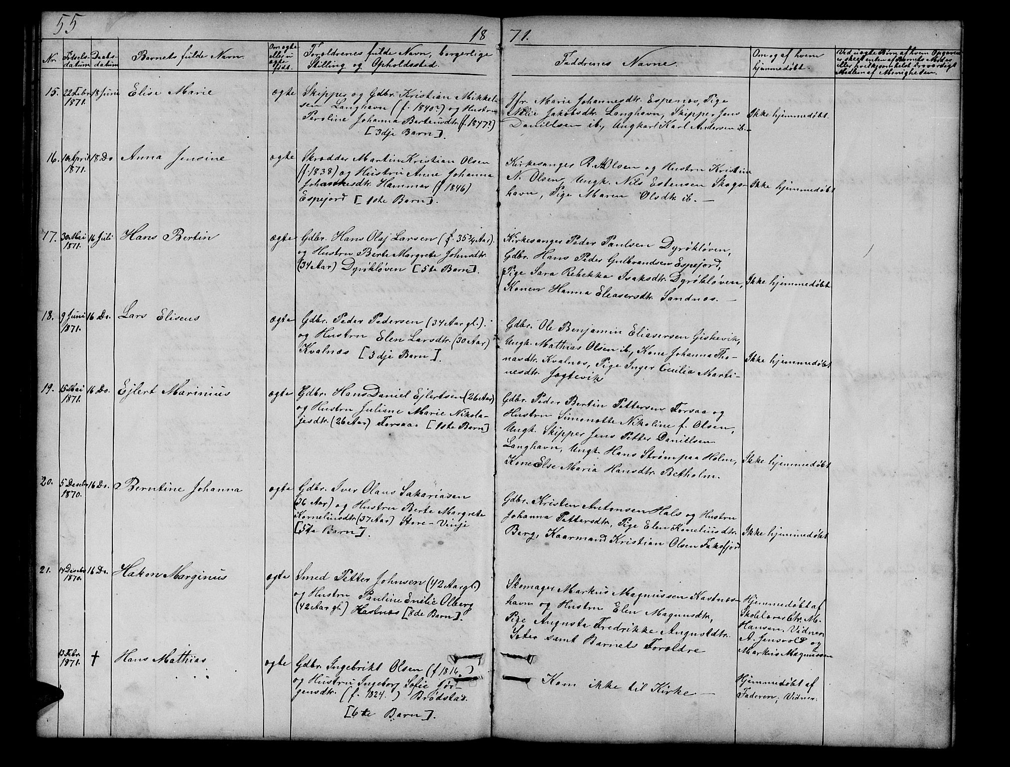 Tranøy sokneprestkontor, AV/SATØ-S-1313/I/Ia/Iab/L0012klokker: Parish register (copy) no. 12, 1859-1874, p. 55
