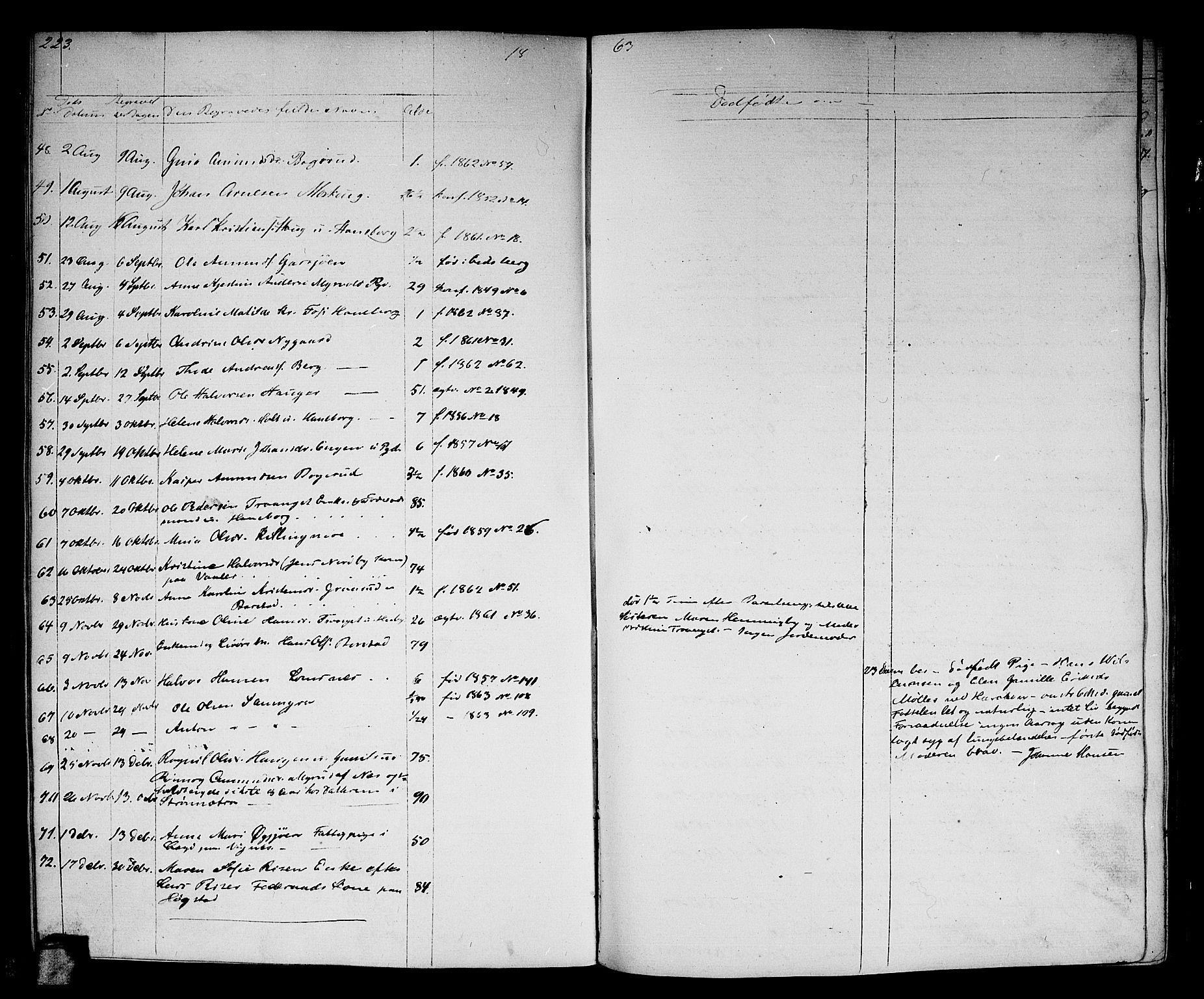 Aurskog prestekontor Kirkebøker, SAO/A-10304a/G/Ga/L0003: Parish register (copy) no. I 3, 1858-1883, p. 223