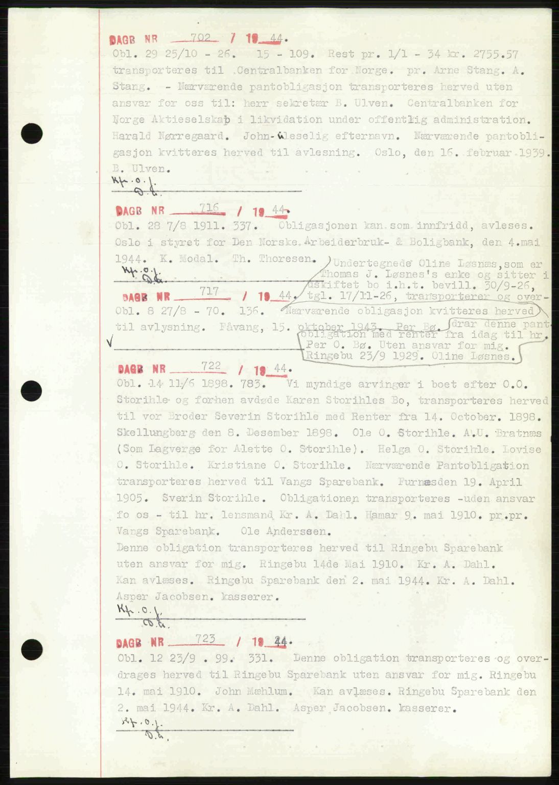 Sør-Gudbrandsdal tingrett, SAH/TING-004/H/Hb/Hbf/L0002: Mortgage book no. C1, 1938-1951, Diary no: : 702/1944