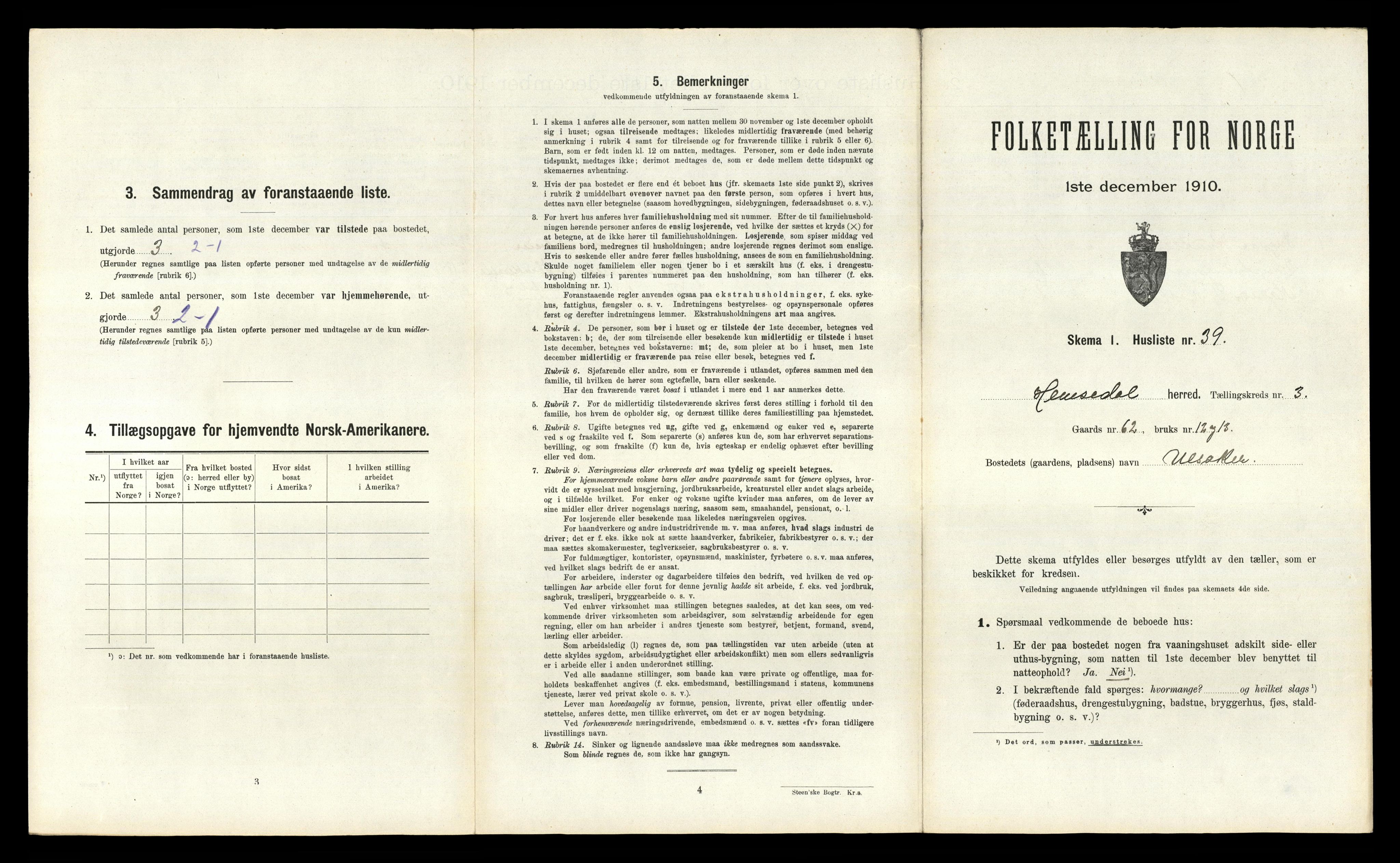 RA, 1910 census for Hemsedal, 1910, p. 194