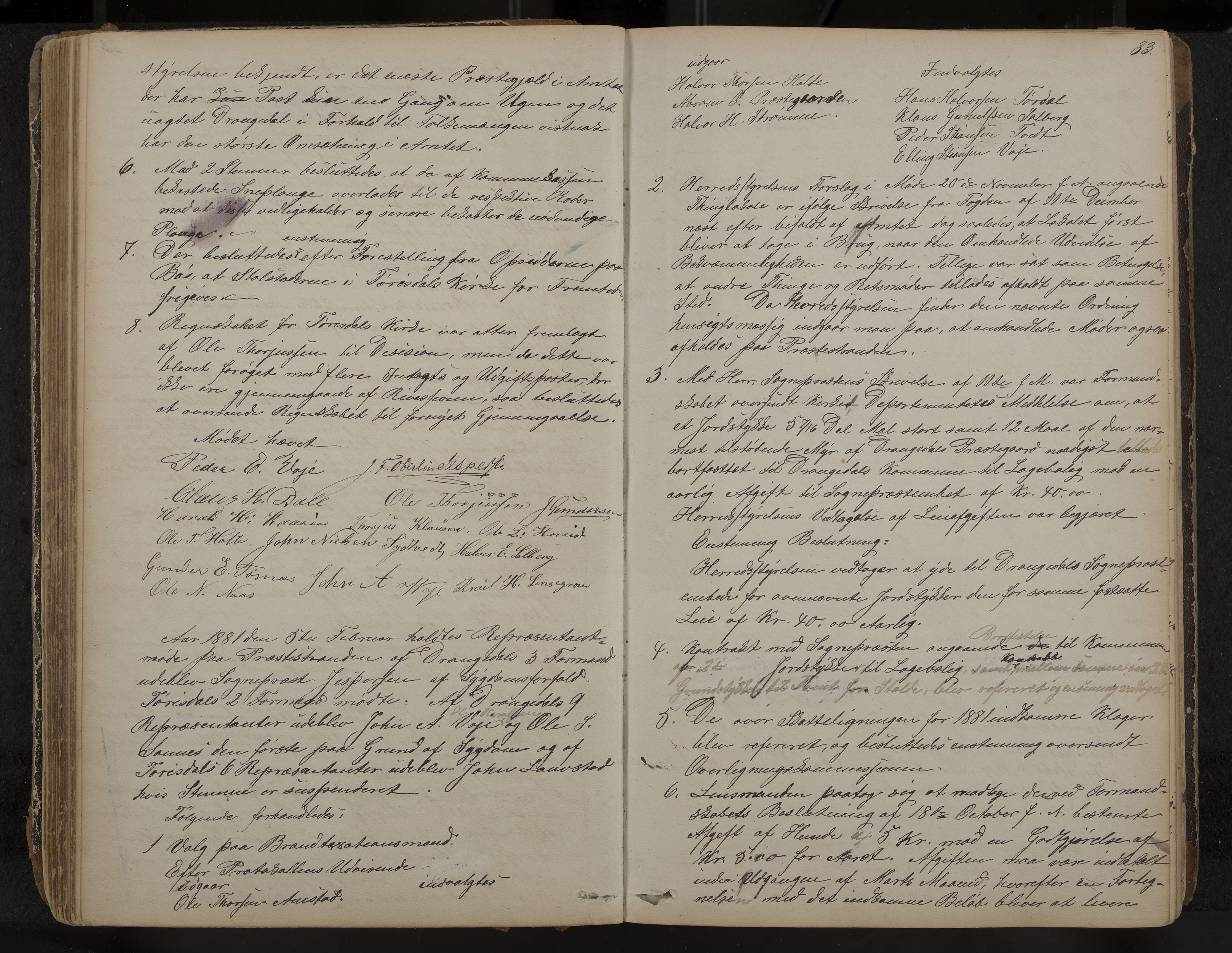 Drangedal formannskap og sentraladministrasjon, IKAK/0817021/A/L0002: Møtebok, 1870-1892, p. 83