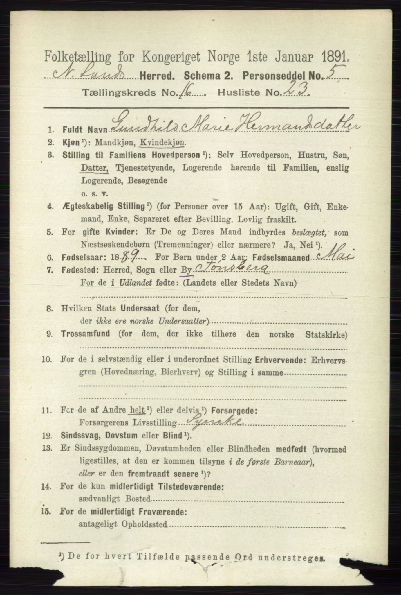 RA, 1891 census for 0538 Nordre Land, 1891, p. 4270