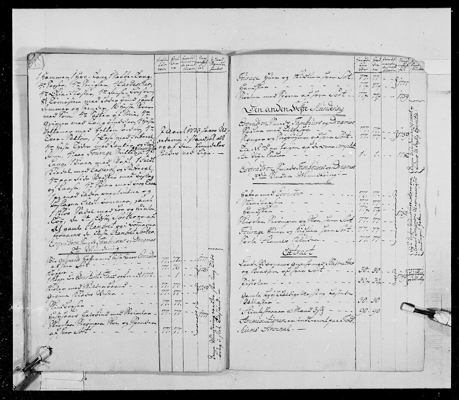 Generalitets- og kommissariatskollegiet, Det kongelige norske kommissariatskollegium, AV/RA-EA-5420/E/Eh/L0021: Trondheimske dragonregiment, 1784-1799, p. 353