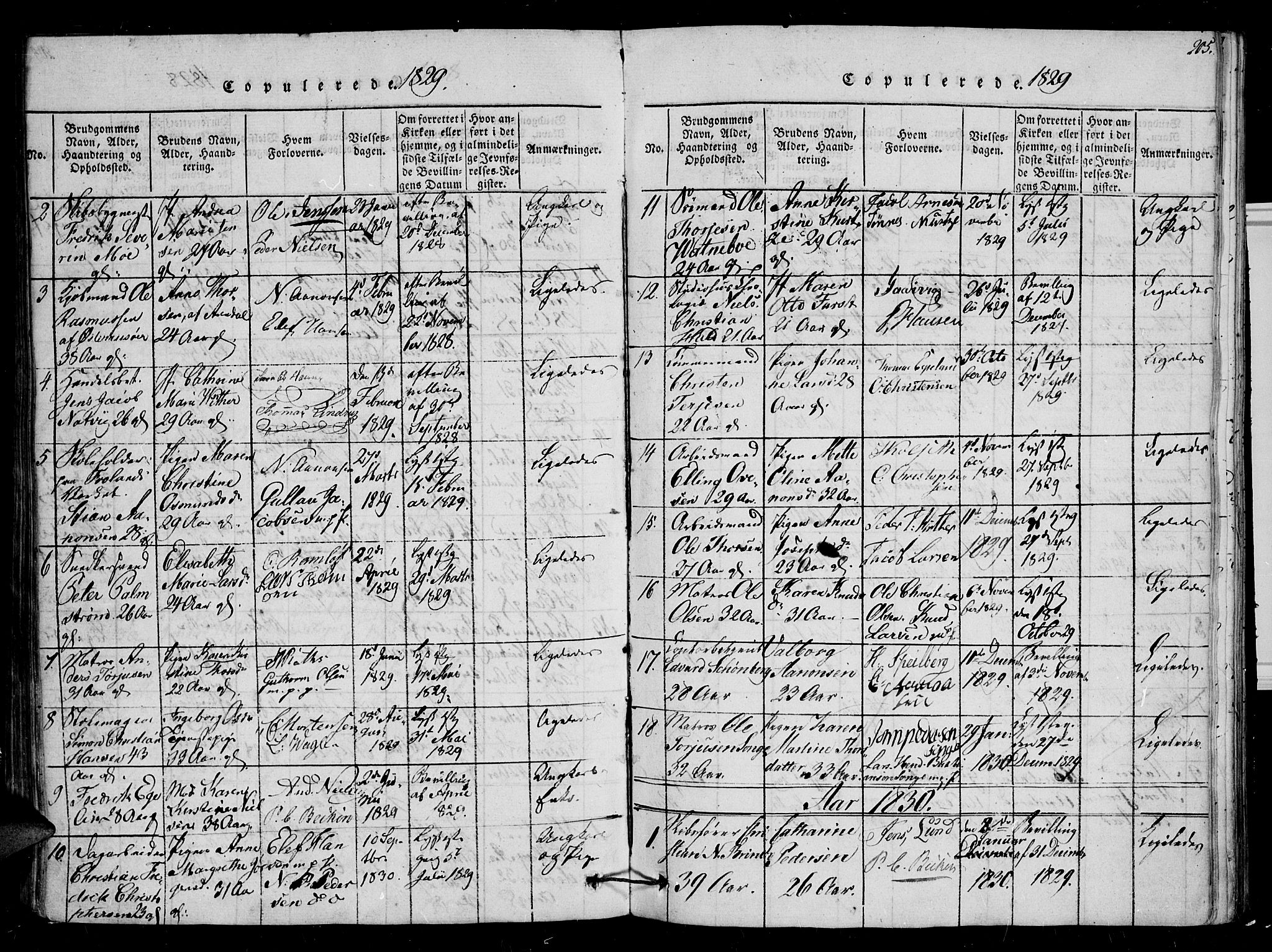 Arendal sokneprestkontor, Trefoldighet, SAK/1111-0040/F/Fb/L0001: Parish register (copy) no. B 1, 1816-1838, p. 205