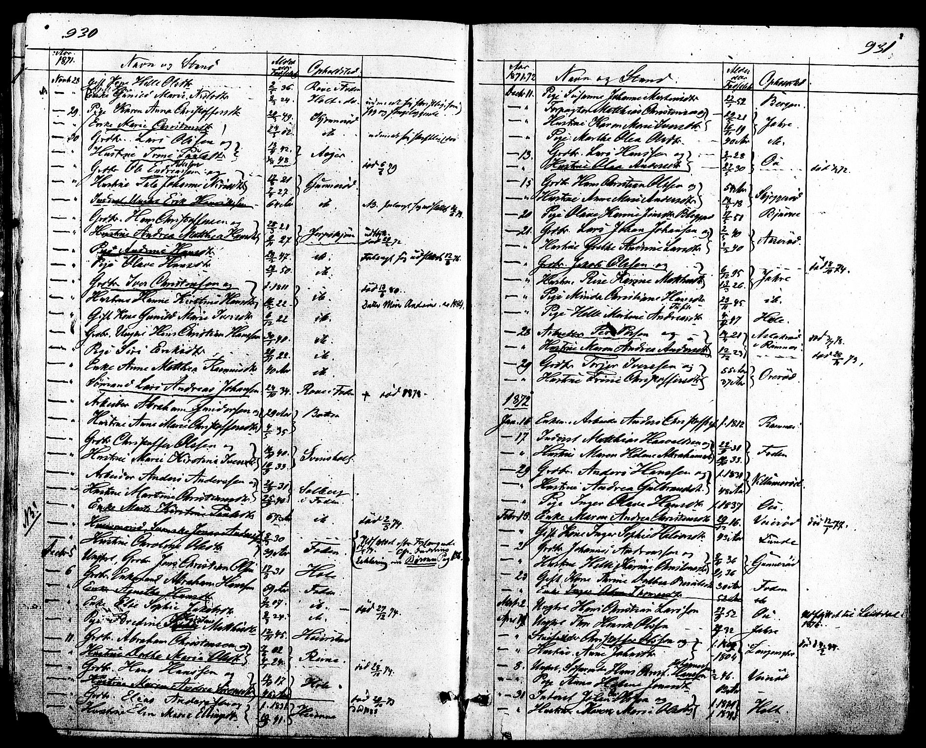 Ramnes kirkebøker, AV/SAKO-A-314/F/Fa/L0006: Parish register (official) no. I 6, 1862-1877, p. 930-931