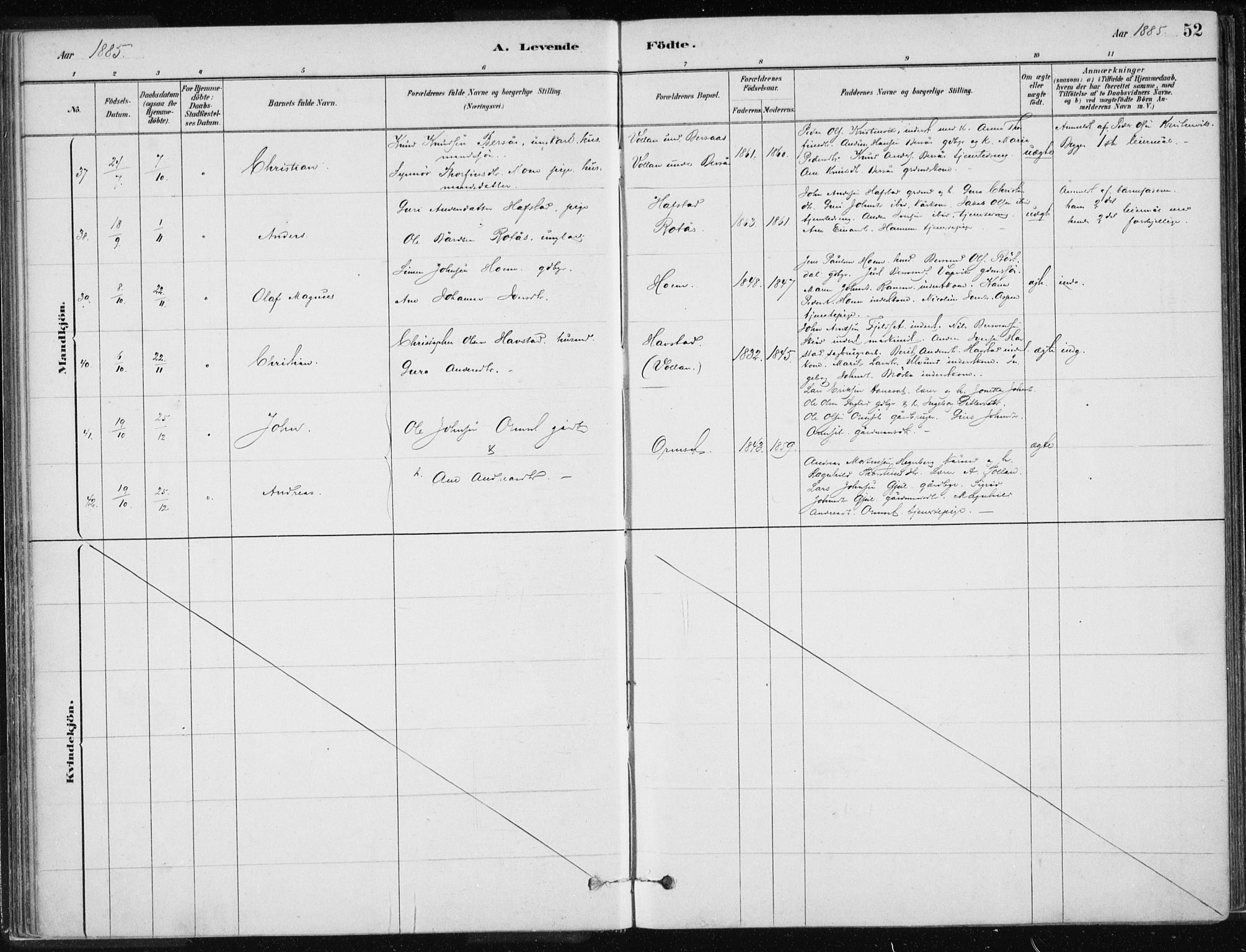 Ministerialprotokoller, klokkerbøker og fødselsregistre - Møre og Romsdal, AV/SAT-A-1454/586/L0987: Parish register (official) no. 586A13, 1879-1892, p. 52