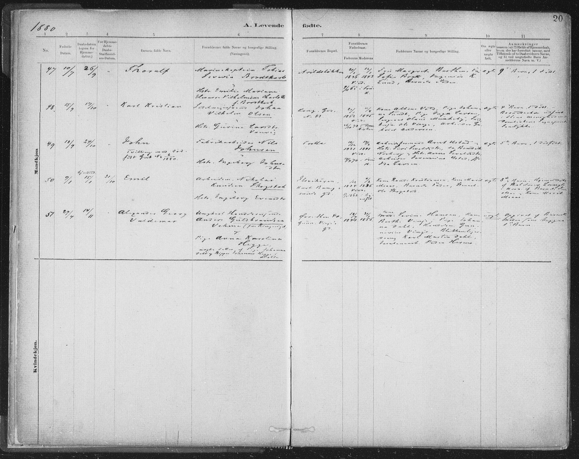 Ministerialprotokoller, klokkerbøker og fødselsregistre - Sør-Trøndelag, AV/SAT-A-1456/603/L0162: Parish register (official) no. 603A01, 1879-1895, p. 20