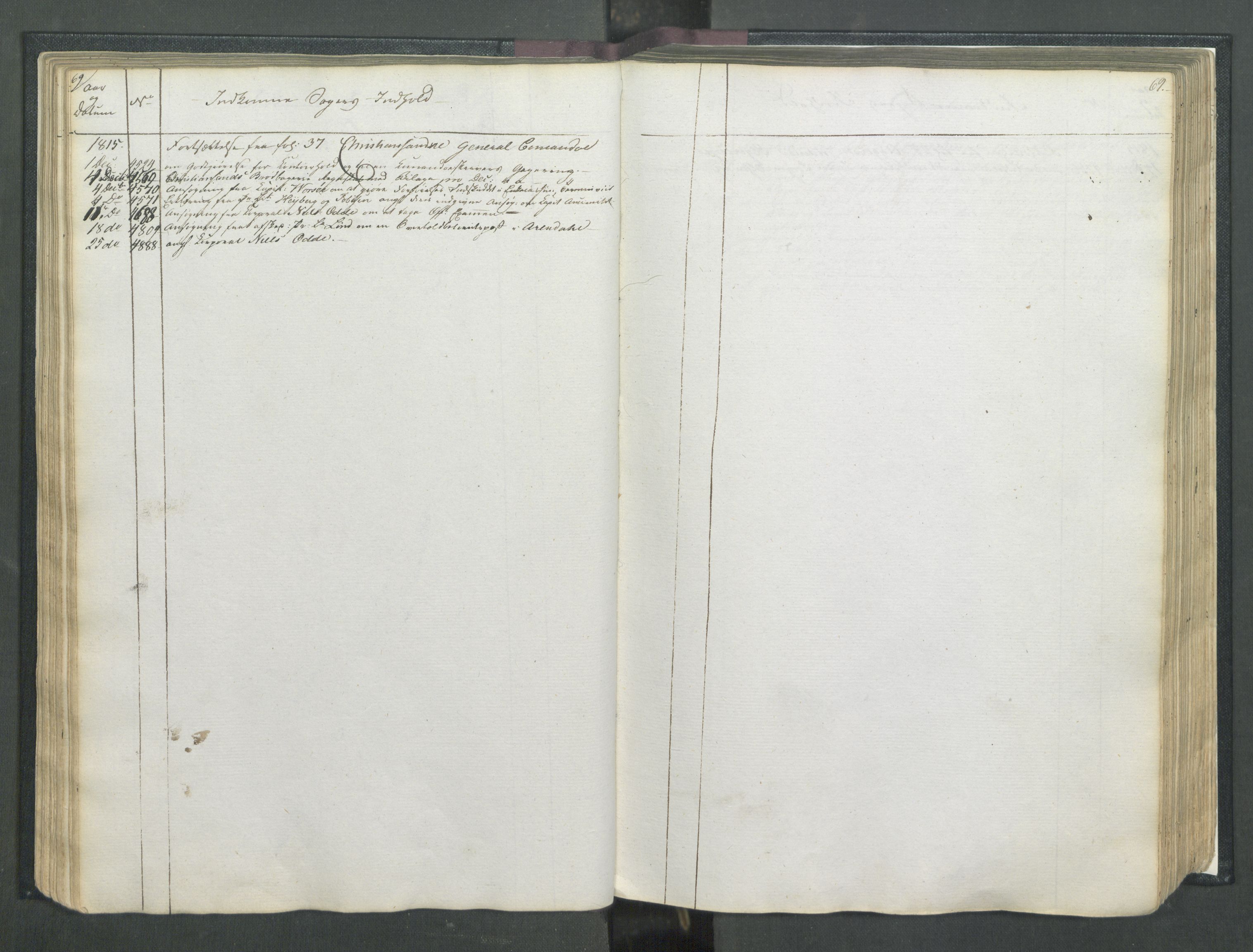 Armédepartementet, RA/RAFA-3493/C/Ca/L0007: 6. Departements Register, 1815, p. 69